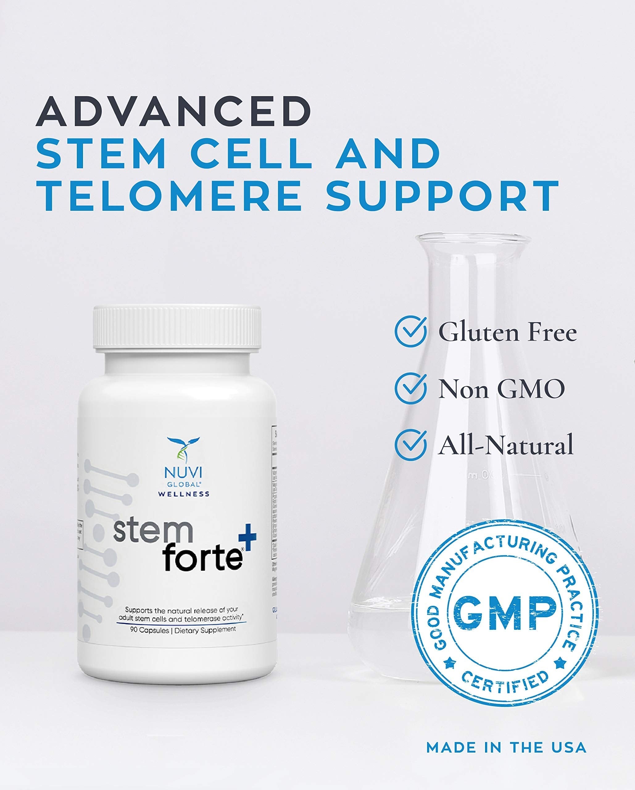 NuVi Global Stemforte Plus Stem Cell and Telomere Supplements – Cell Regeneration, Cell Growth & Telomere Support for Healthy Aging & Cellular Health – 90 Capsules for Men & Women NuVi Global Au supplements