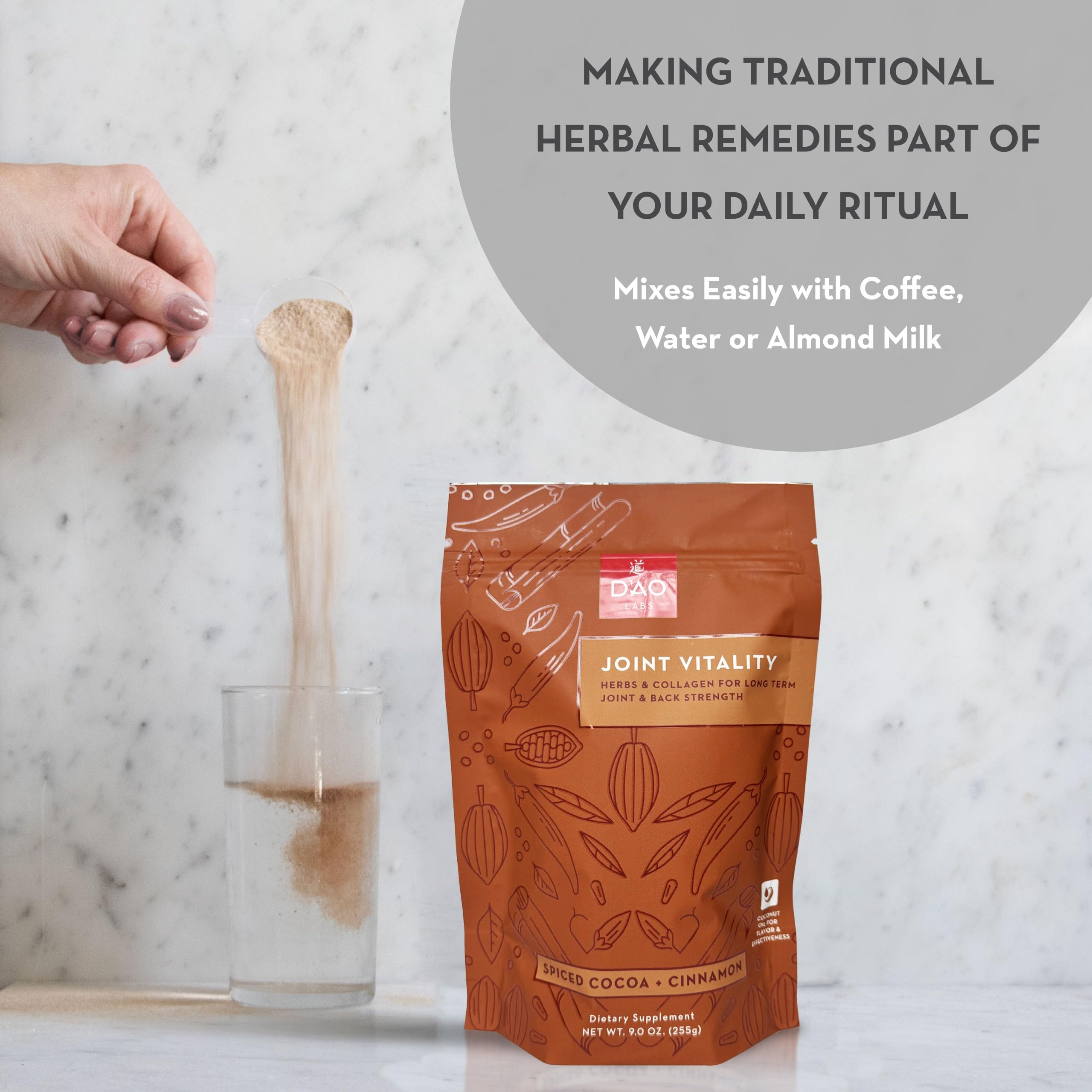 D'AO Labs Joint Vitality Powder - Joint Support - Du Huo Ji Shen Tang Traditional Chinese Herbal - Increased Mobility & Flexibility - Spiced Cocoa & Cinnamon Flavor - 15 Servings DAO Labs Au supplements