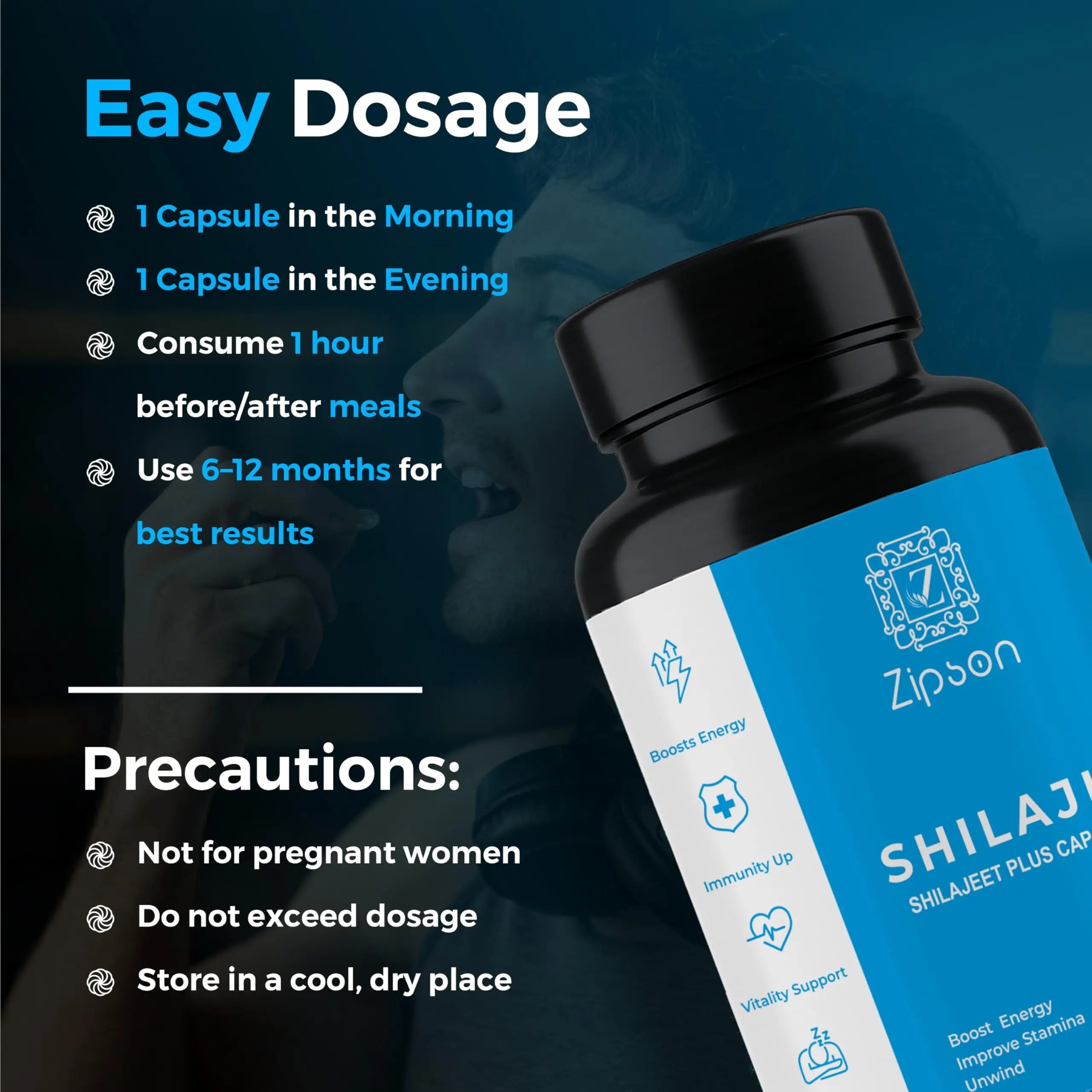 ZIPSON Shilajit for Men & Women | 90 Capsules | Himalayan Formula for Extra Power, Stamina & Immune Support | with Natural Fulvic Acid | Non-GMO | 500mg Per Serving ZIPSON Au supplements