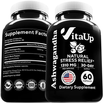 VitaUp Organic Ashwagandha Capsules 1310 mg - USA Made Ashwagandha Supplements VitaUp Au supplements