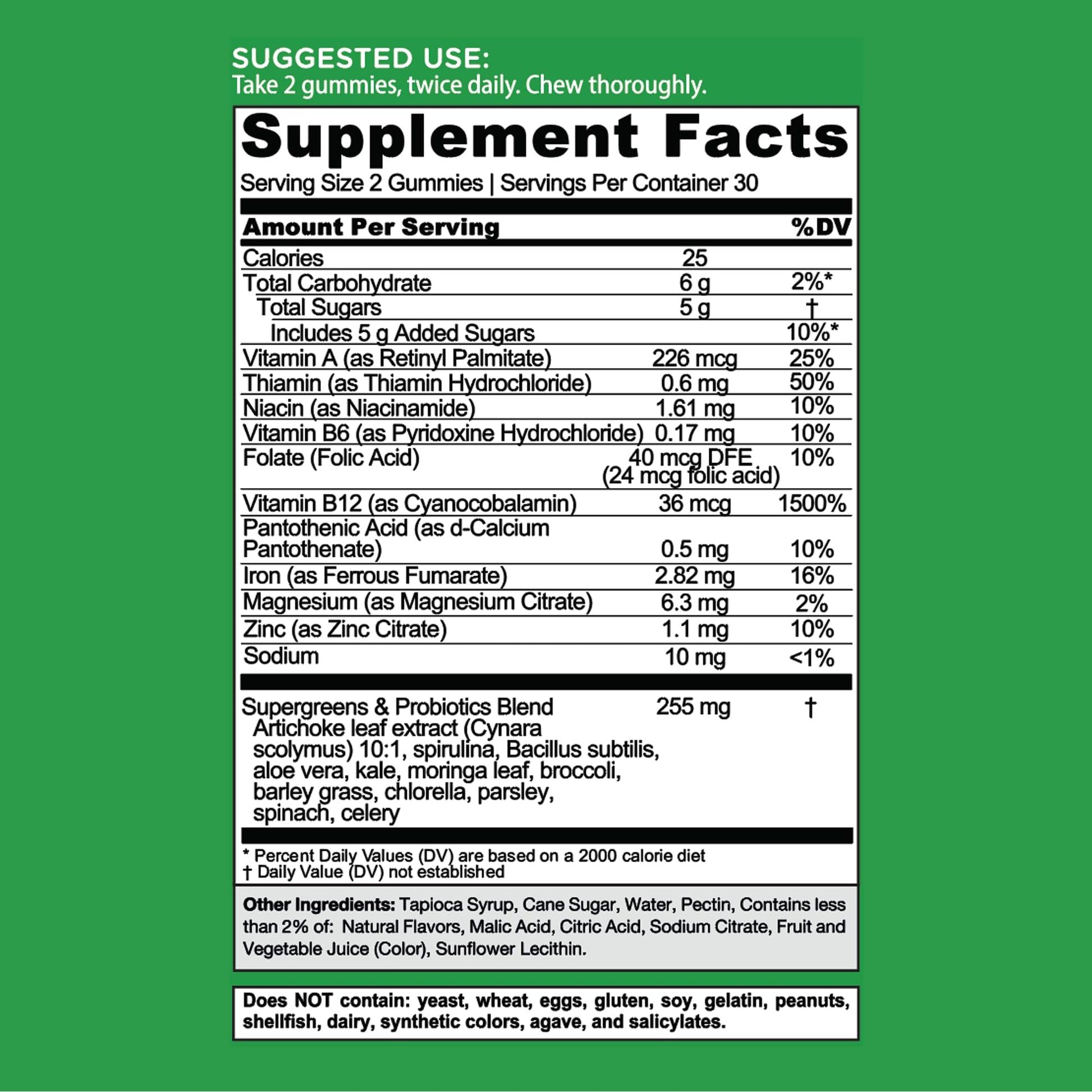 Goli Supergreens Gummies with Probiotics - Artichoke Leaf Extract, Spirulina, Kale, Vitamins A, B6, B12 - Vegan, Gluten-Free, Non-GMO Goli Au supplements