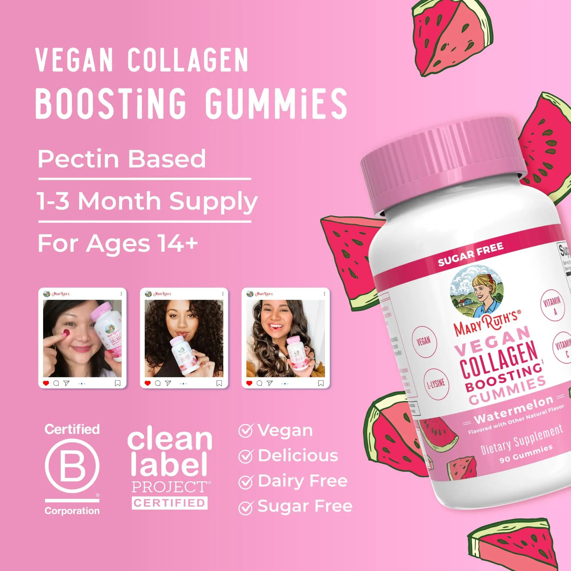 MaryRuth Organics Vegan Collagen for Women & Men, Collagen Boosting Gummies, Skin Care, Lysine, Vitamin C, Vitamin A, Amla, Supplement for Hair & Skin, Vegan, Non-GMO, Gluten Free, 90 Servings MARYRUTH'S Au supplements