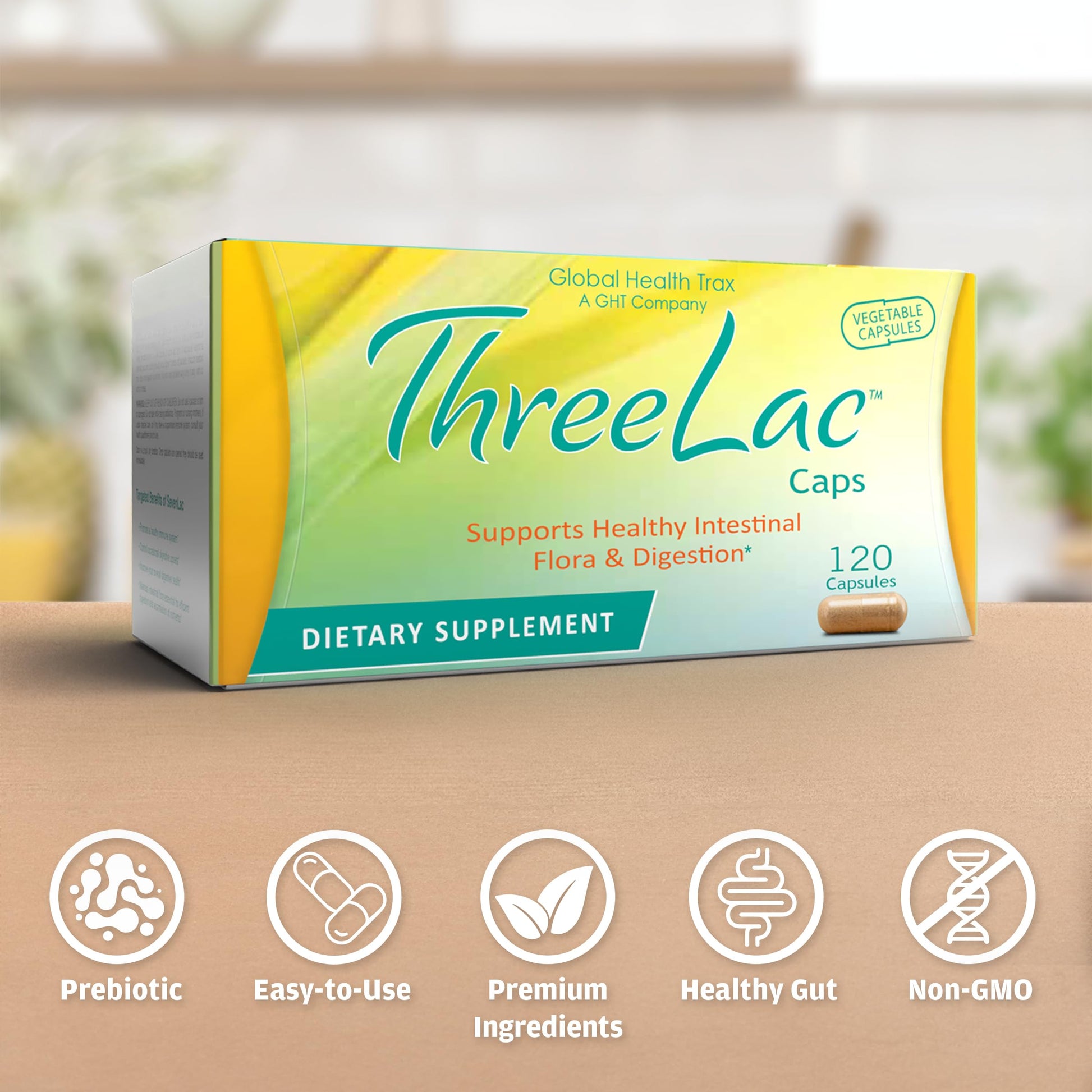 Global Health Trax GHT - ThreeLac Probiotic Capsules, 480 Count - Comprehensive Digestive Support for Men, Women, and Children - Immune System and Gut Balance, Non-GMO ght Global Health Trax Au supplements