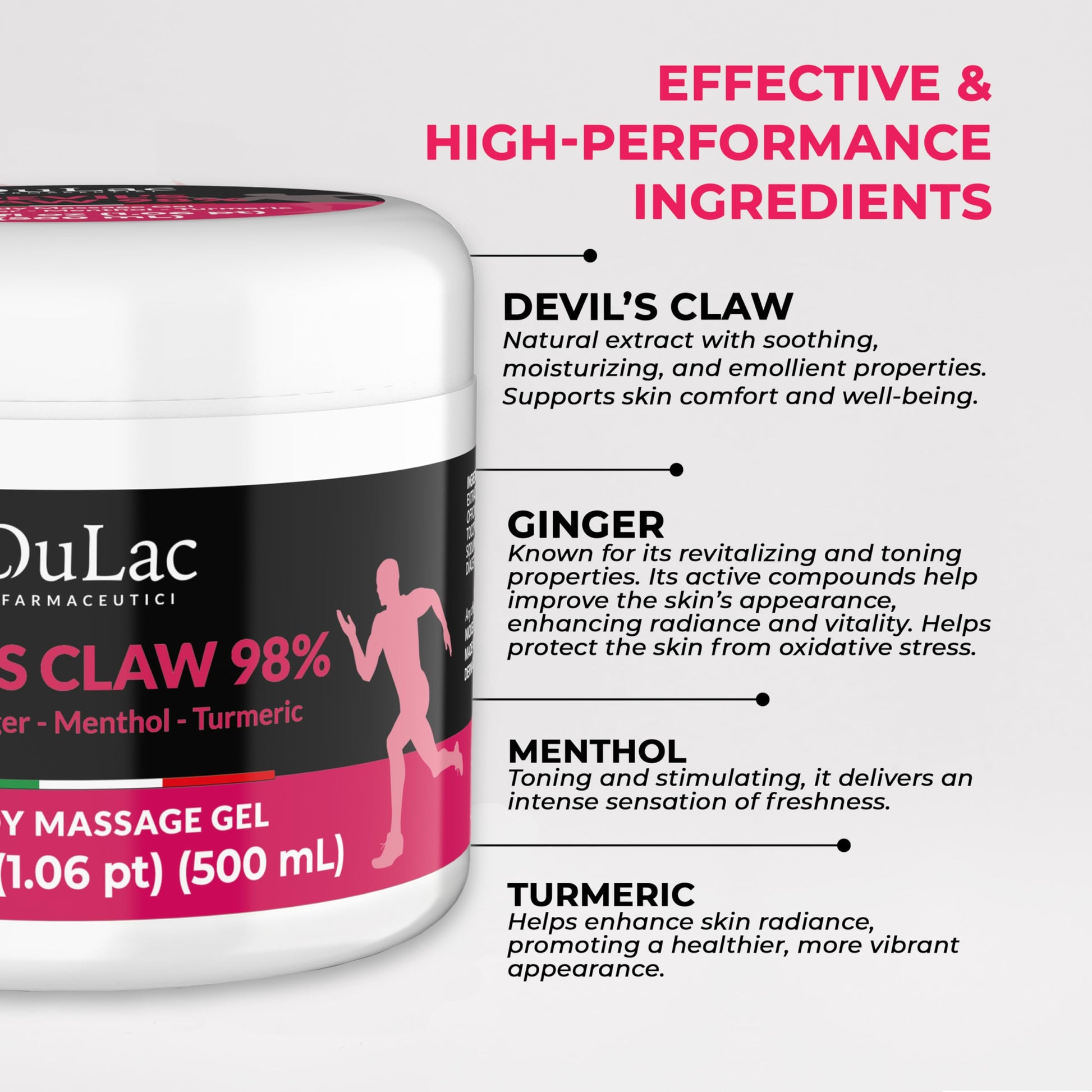 Dulac - Devil's Claw 98% Cream Maximum Strength 16.9 Fl Oz, Natural Joint and Muscle Comfort Cream, Enriched with Menthol for Cool Effect DULÀC FARMACEUTICI 1982 Au supplements