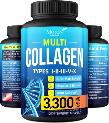 Multi Collagen Pills (Types I, II, III, V & X) - Marine Collagen & Bone Broth Capsules MOREX VITAMINS Au supplements