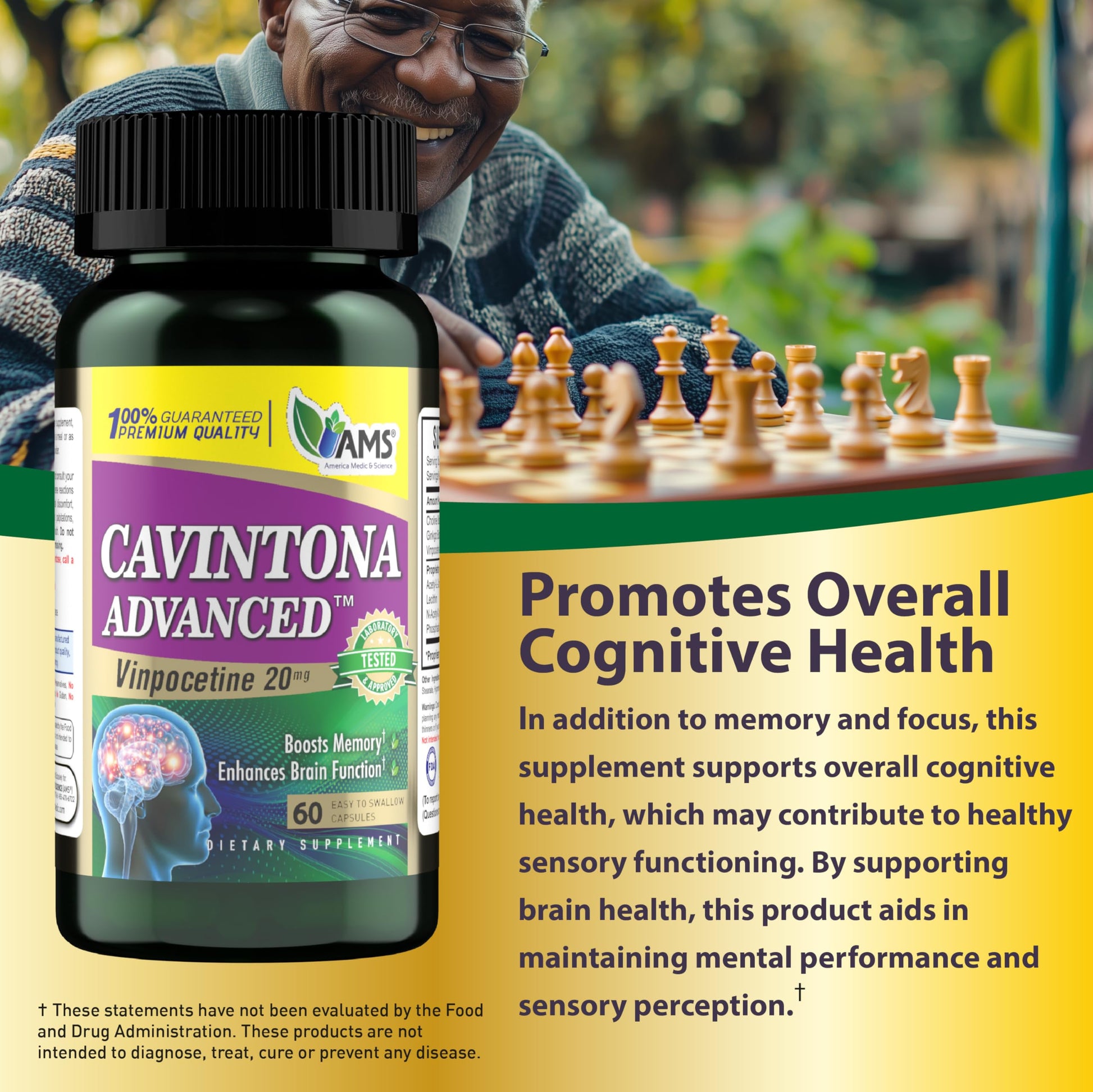 America Medic & Science Cavintona Advanced Supplement – Vinpocetine 20mg for Memory, Recall & Brain Health – Supports Cognitive Function, Focus, Mental Clarity & Blood Flow – 60 Capsules America Medic & Science Au supplements