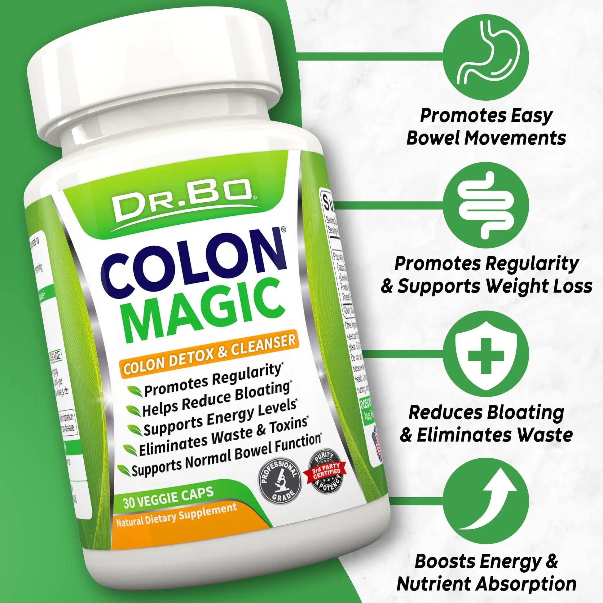 Colon Cleanse Detox Formula - Natural Bowel Cleanser Pills for Intestinal Bloating & Fast Digestive DR. BO Au supplements