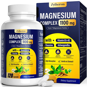 Magnesium Complex for Women & Men 1100mg, 7-in-1 Magnesium Supplement with Ashwagandha & L-Theanine for Calm & Sleep Support, High Absorption, Vegan 120 Capsules Zytheron Au supplements