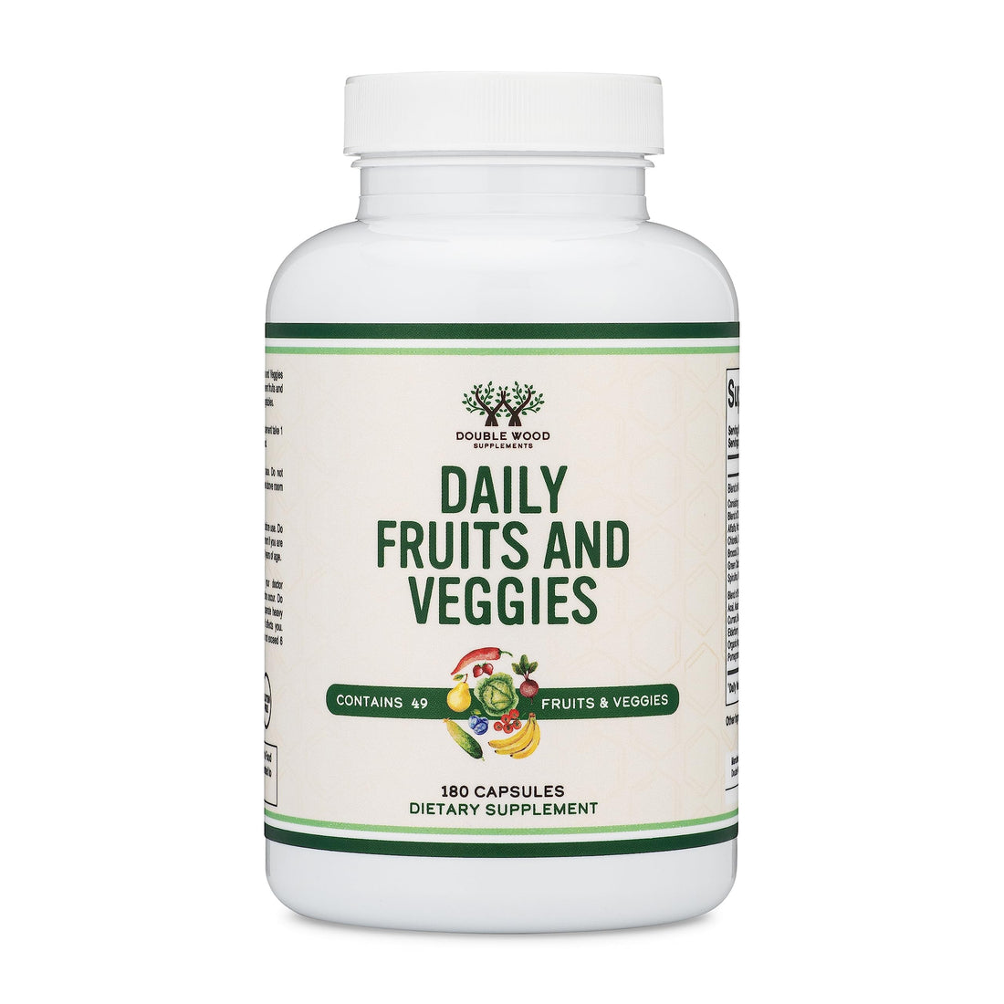 Fruits and Veggies Supplement (Daily Blend of 49 Different Fruits and Vegetables, 23 Veggies and 29 Fruits) 1,500mg Servings, 180 Capsules (No Fillers, Vegan Safe, Non-GMO) by Double Wood Double Wood Supplements Au supplements