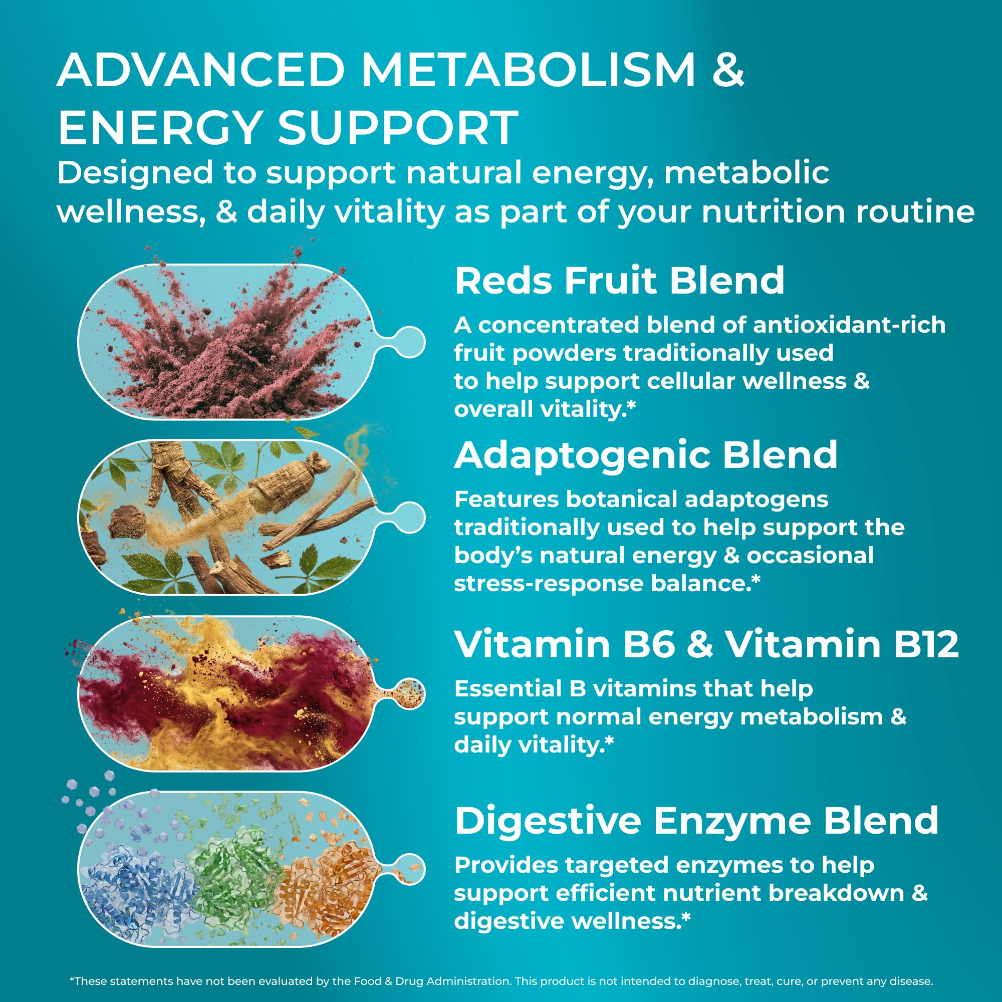 PUREHEALTH RESEARCH Metabolic Reds - Organic Superfood Powder Supplement - Fruit, Veggie, Adaptogenic, Probiotic Blends & More - for Metabolism & Energy Support - 4.13 Oz. - 30 Servings PUREHEALTH RESEARCH Au supplements