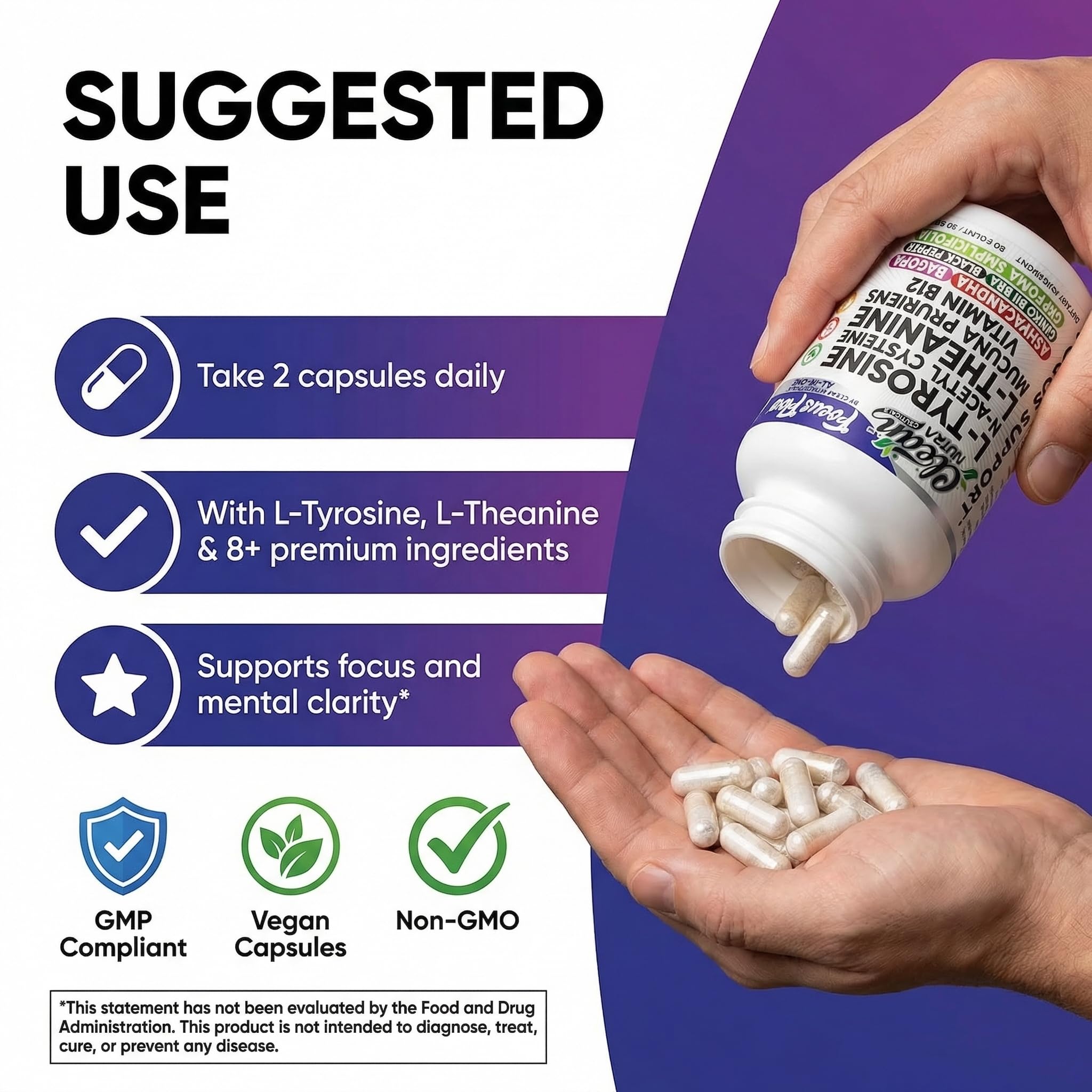 Focus Flow L-Tyrosine Vitamin B C D L-Theanine Ashwagandha Ginkgo Biloba Vitamin B12 Thiamine Black Pepper N-Acetylcysteine Mucuna Pruriens 90 Count Capsules by Clean Nutra Clean Nutraceuticals Au supplements