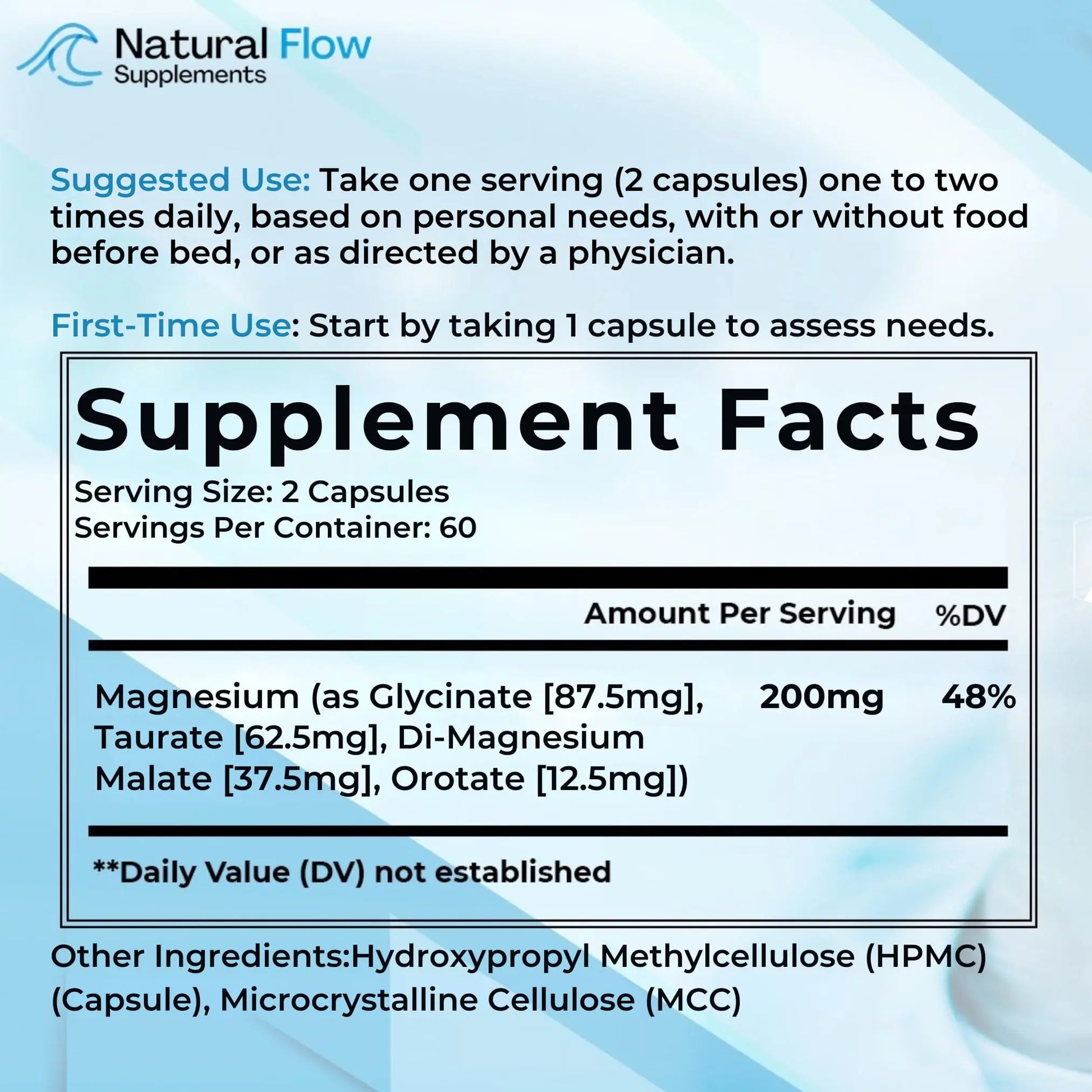 Natural Flow 4X Magnesium Supplement, Magnesium Glycinate, Taurate, Malate, Orotate Complex, Calm Sleep and Cramp Support Blend, No Mag Citrate or Oxide, 120 Capsules Natural Flow Supplements Au supplements