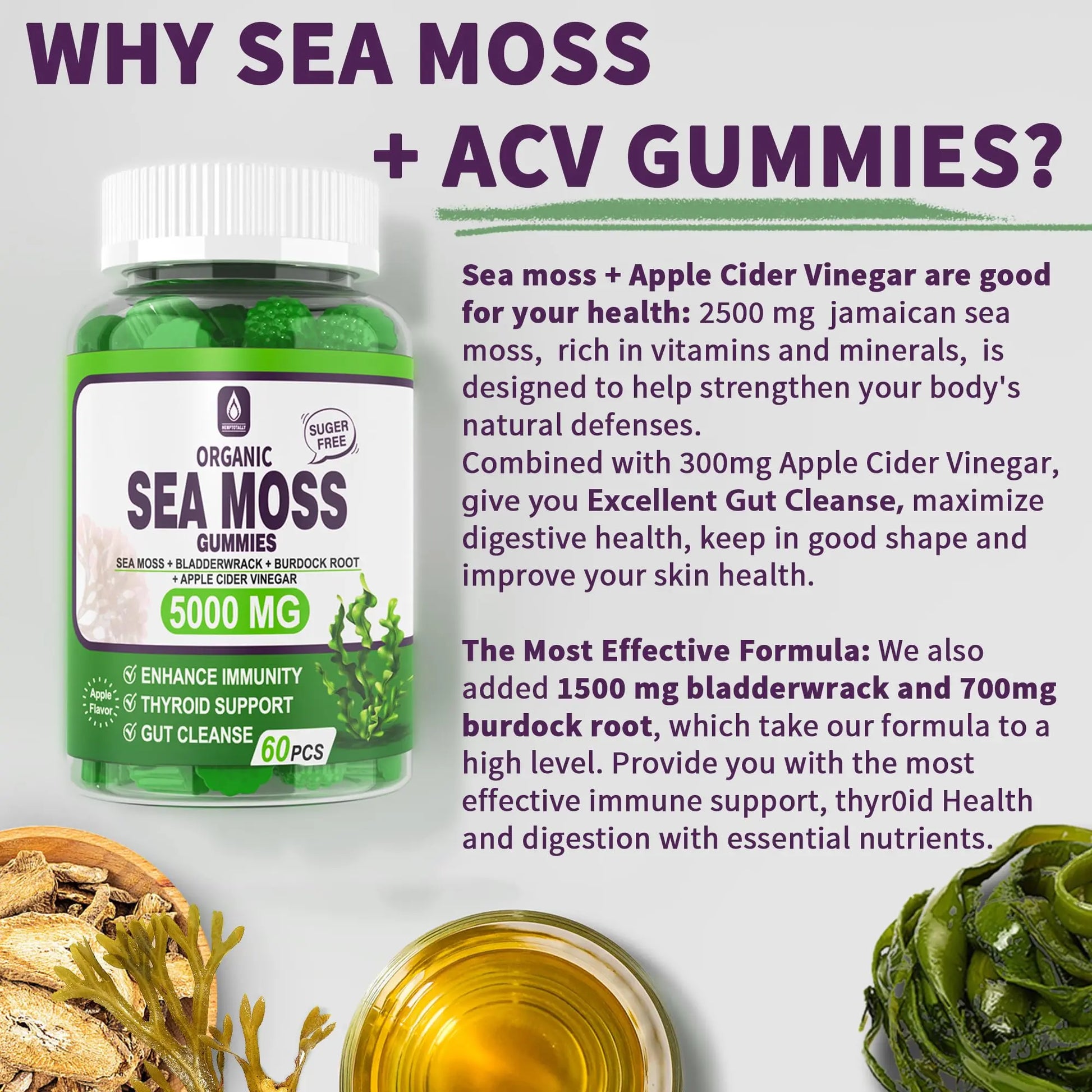 Sea Moss Supplement 5000mg, Sugar Free Sea Moss Gummies, Irish Sea Moss EnvyDeal Au supplements