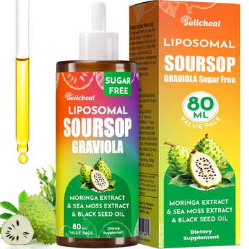(80ML) Supplement Liquid Drops, 10 in 1 Soursop Multivitamin Drops with Leaf Extract & Sea Moss, for Cell Support & Regeneration, Immunity, Gut, Zzz, Skin & Antioxidant | 2.8 Fl Oz - 80 Days Supply Selicheal Au supplements