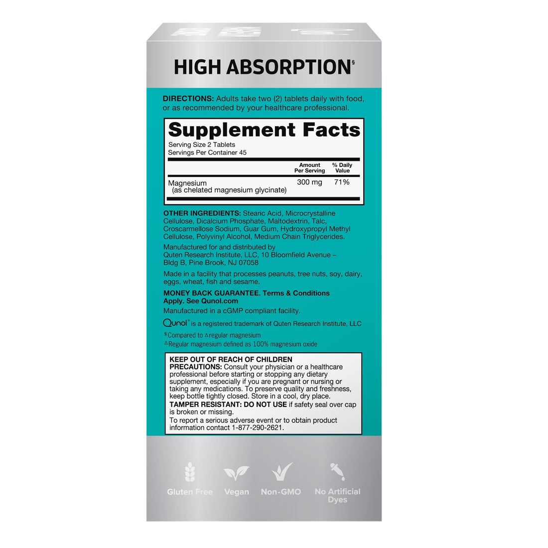 Qunol Magnesium Glycinate 300mg, 100% Glycinate Chelated Magnesium Supplement, 90ct Tablets Qunol Au supplements