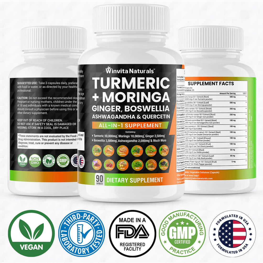 Turmeric Curcumin 10000mg Moringa 10000mg Boswellia 3500mg Ginger 2500mg Winvita Naturals Au supplements