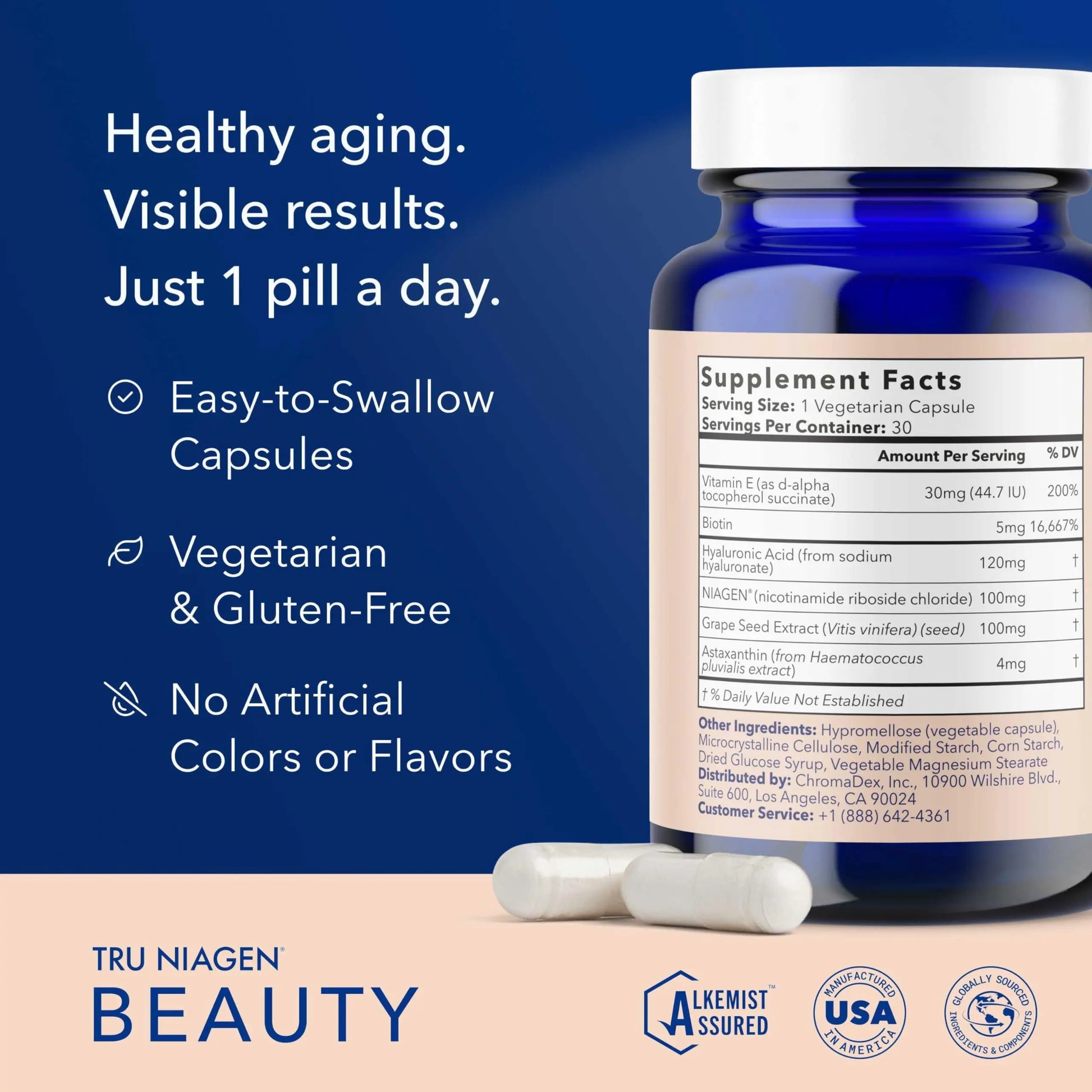 TRU NIAGEN 1,000mg + Beauty Bundle. A Full-Spectrum Bundle for Clinical-Strength Daily NAD+ Support and targeted Beauty Actives for Healthy Skin, Hair, and Nails at The Cellular Level. TRU NIAGEN Au supplements