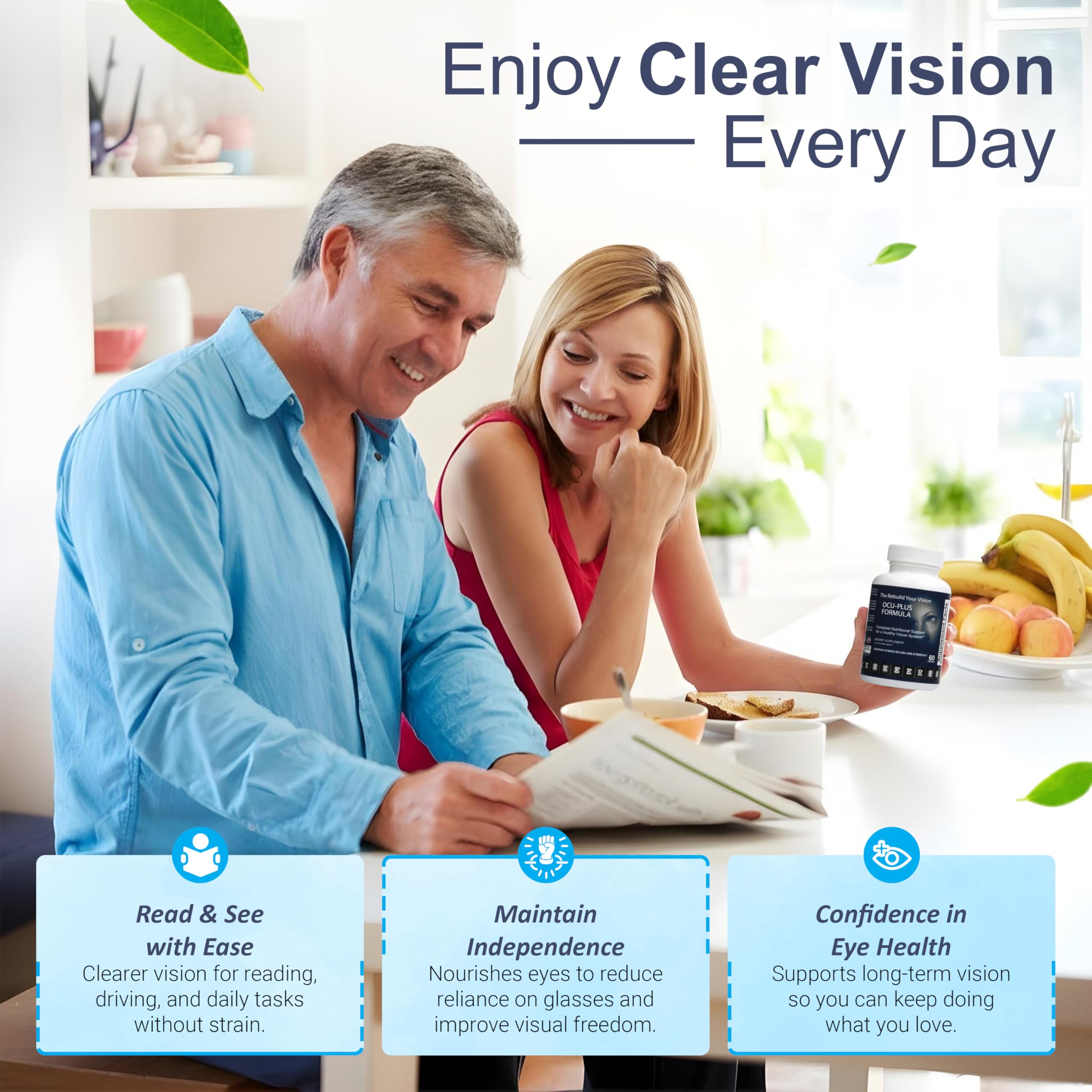 Rebuild Your Vision Ocu-Plus Formula – Eye Health Supplement with Lutein & Zeaxanthin – Supports Visual Clarity, Night Vision & Macular Health – with Bilberry, Ginkgo Biloba & NAC – 60 Capsules Rebuild Your Vision Au supplements