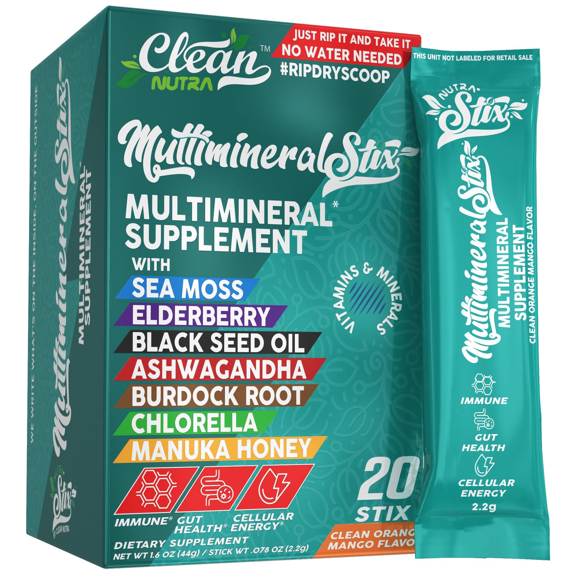 Sea Moss Powder Elderberry Ashwagandha Chlorella Manuka Honey VitaminD3 Vitamin C Zinc Spirulina Iodine Greens Detox Immune Support Sugar Free Hydration Powder Drink Mix – 20 Sticks Clean Nutraceuticals Au supplements