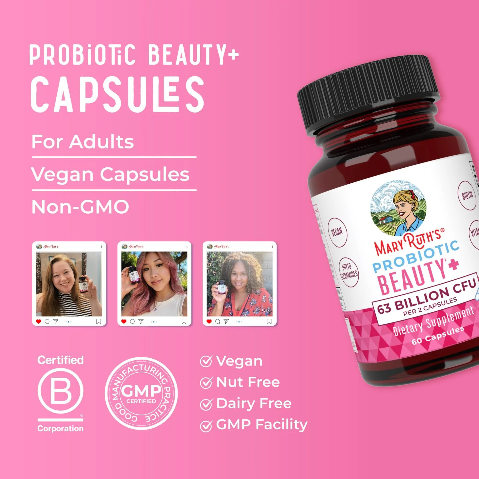 MaryRuth Organics Probiotic Beauty Capsules | Vegan Collagen Support | Anti Aging | Gut Health | Hair Skin and Nails Vitamins | Skin Care MARYRUTH'S Au supplements
