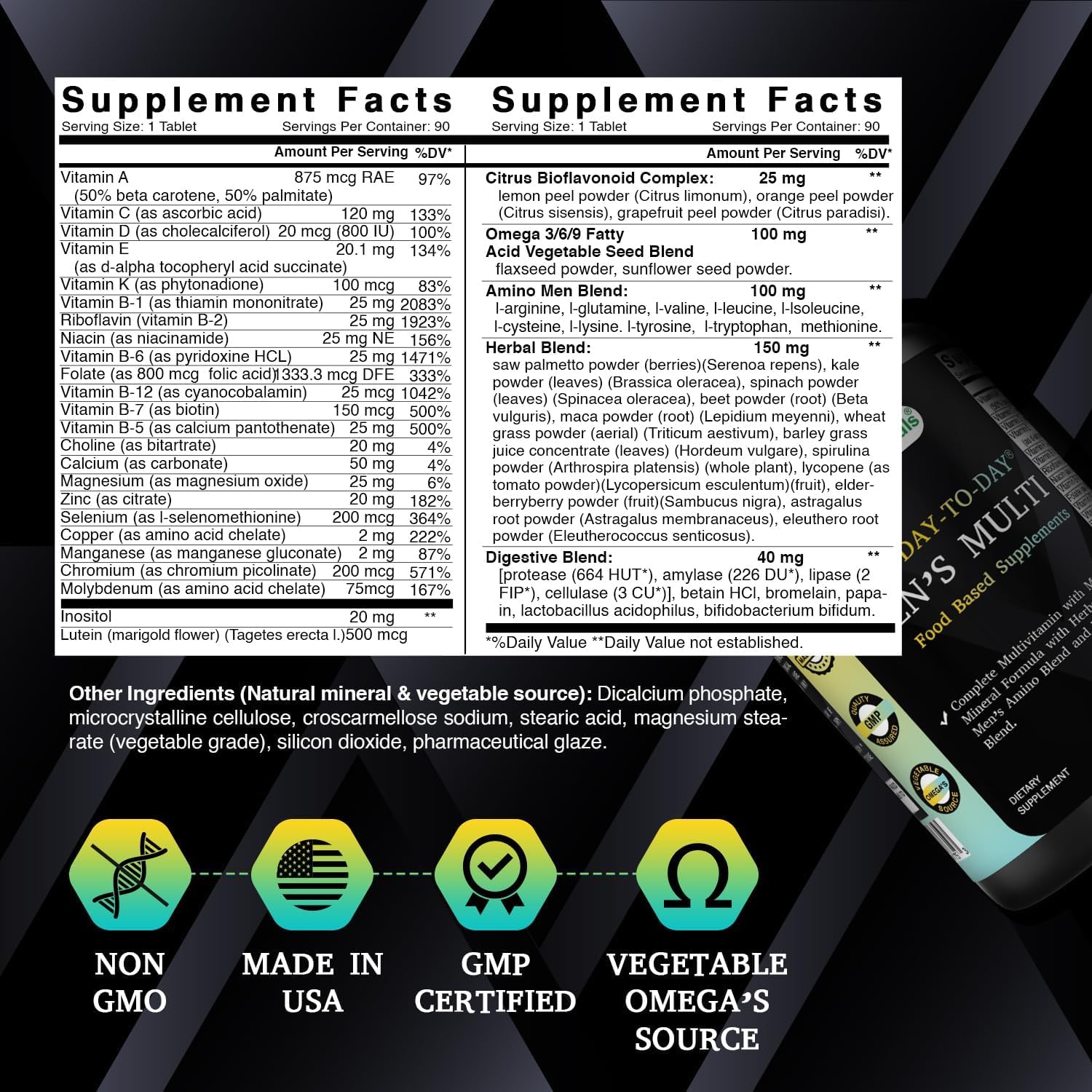 Best Naturals Day-to-Day Men's Multivitamin Food Based Supplement with Vitamin A, L-Arginine, L-Glutamine, L-Lysine- 90 Tablets Best Naturals Au supplements
