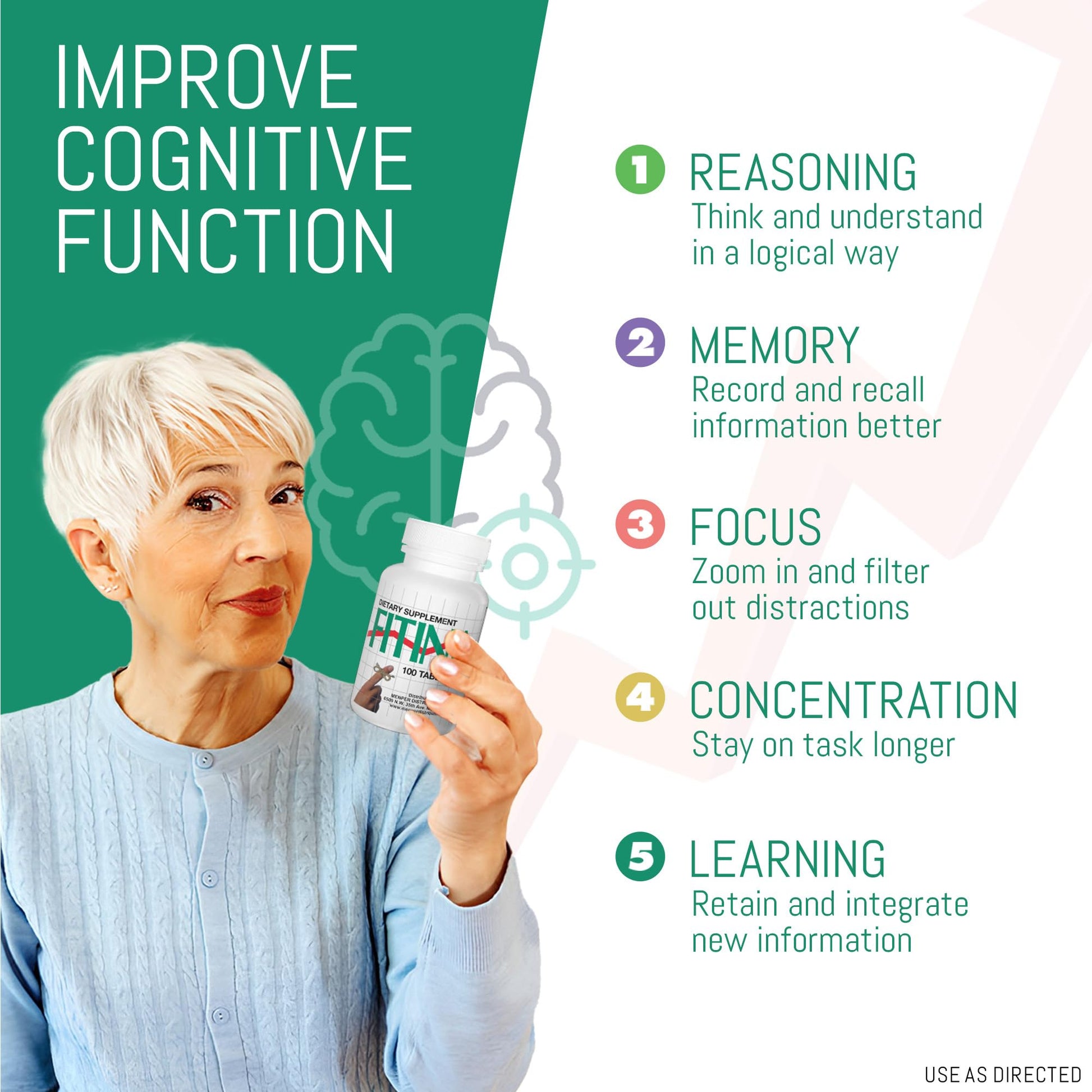 FITINA Brain Supplement with Vitamin B6 & Thiamine for Memory, Focus and Cognitive Support | High-Dose B Vitamins for Nervous System Brain Health, Daily Formula for Adults, 60 Tablets (1-Pack) Fitina Au supplements