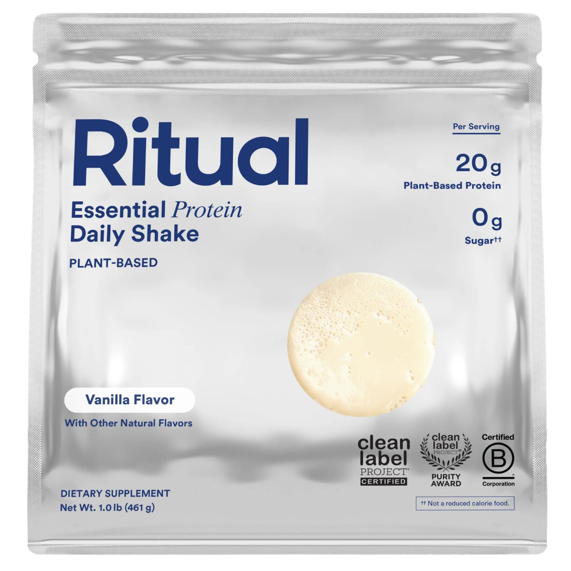 Ritual Pea Protein Powder with BCAA: 20g Organic Vegan Plant-Based Protein from Regenerative Farms in North America, Complete Amino Acid Profile, Gluten Free, Sugar Free‡, Dairy Free, Vanilla, 1 Lbs Ritual Au supplements