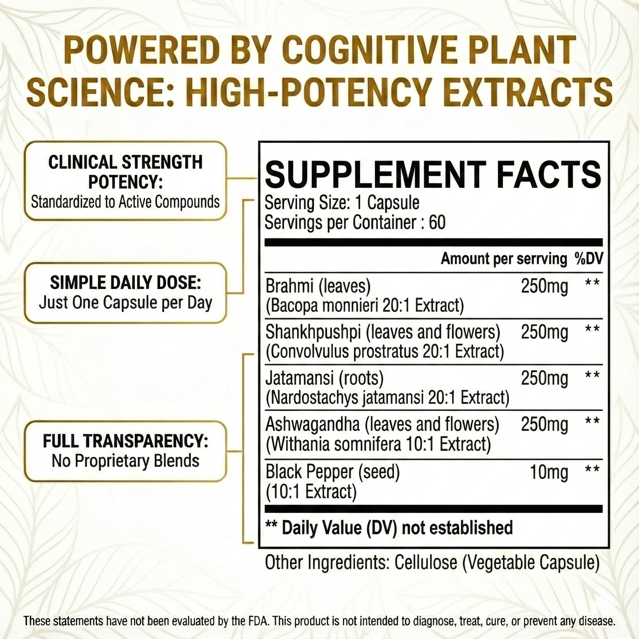 Pure Prana Ayurvedic Brain Supplement Capsules with Brahmi, Ashwagandha & Gotu Kola - Plant-Based Nootropic Cognitive Wellness Formula for Daily Focus - Vegan Clarity for Men Women - 60 Capsules Pure Prana Au supplements