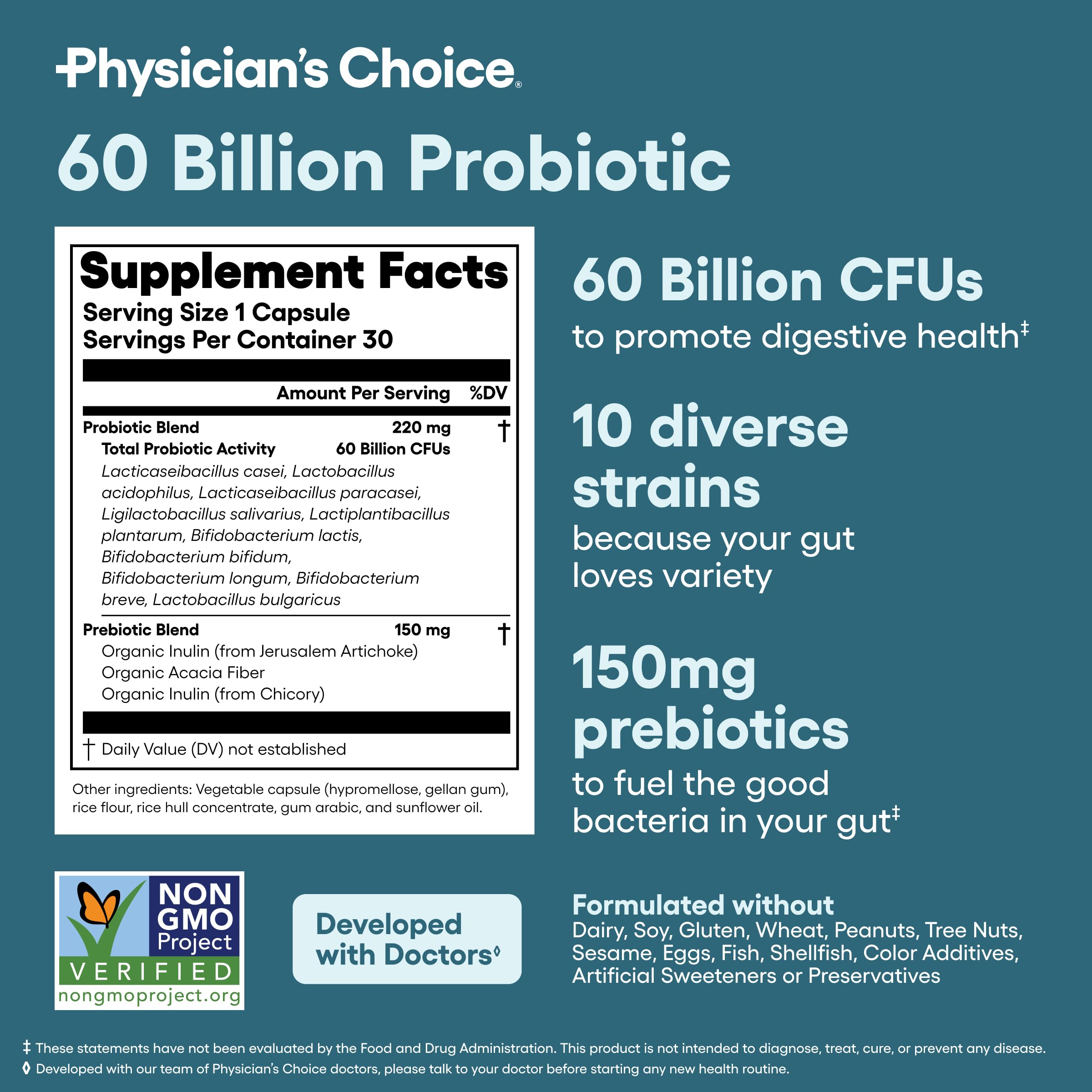 Physician's CHOICE Advanced Gut Health Bundle: 60 Billion Probiotics 30ct + Digestive Enzymes 60ct for Digestive, Gut, and Immune Health Supports Occasional Constipation, Diarrhea, Gas, and Bloating Physician's CHOICE Au supplements