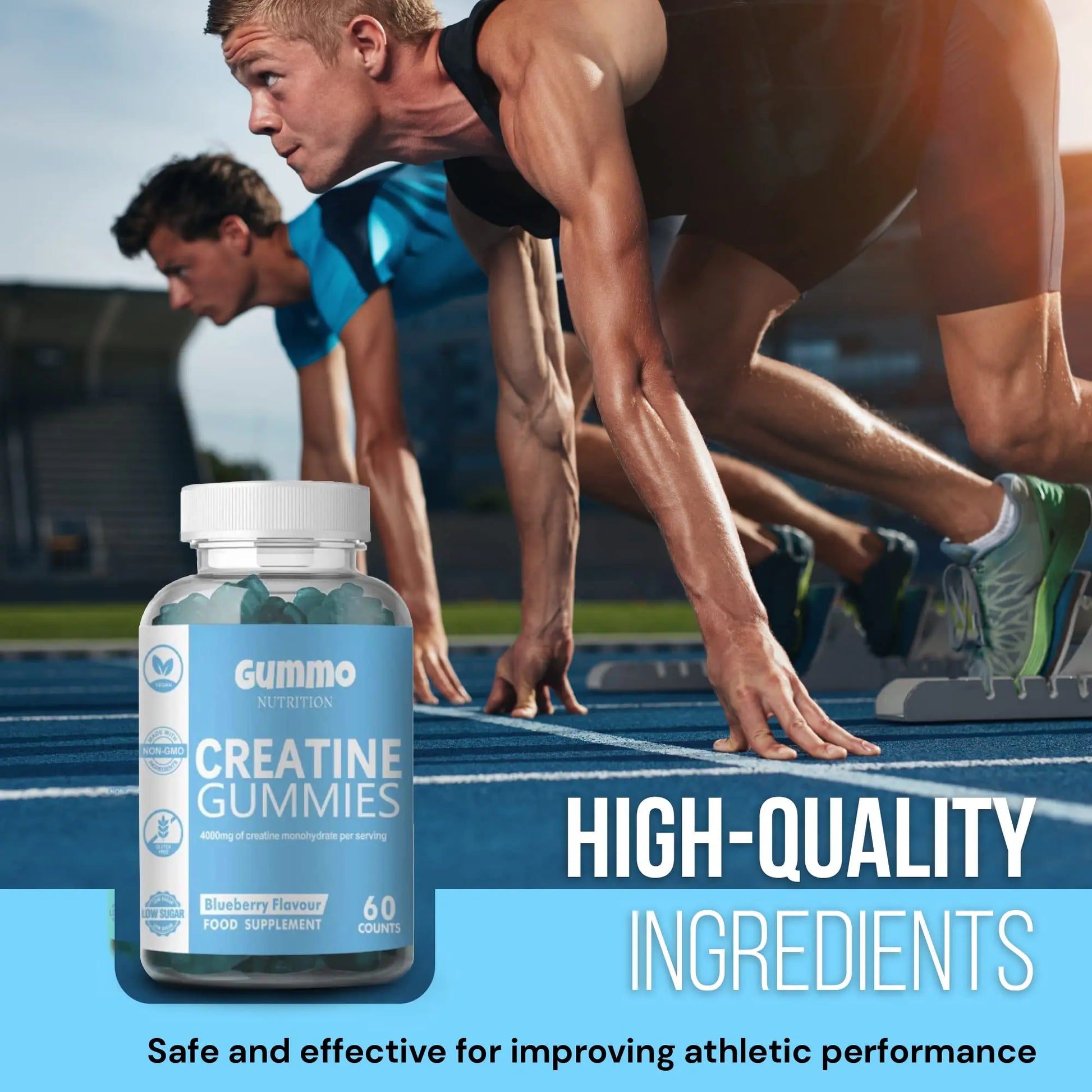 Creatine Monohydrate Gummies 4000mg for Men & Women - 60 Chewable Creatine GUMMO NUTRITION Au supplements