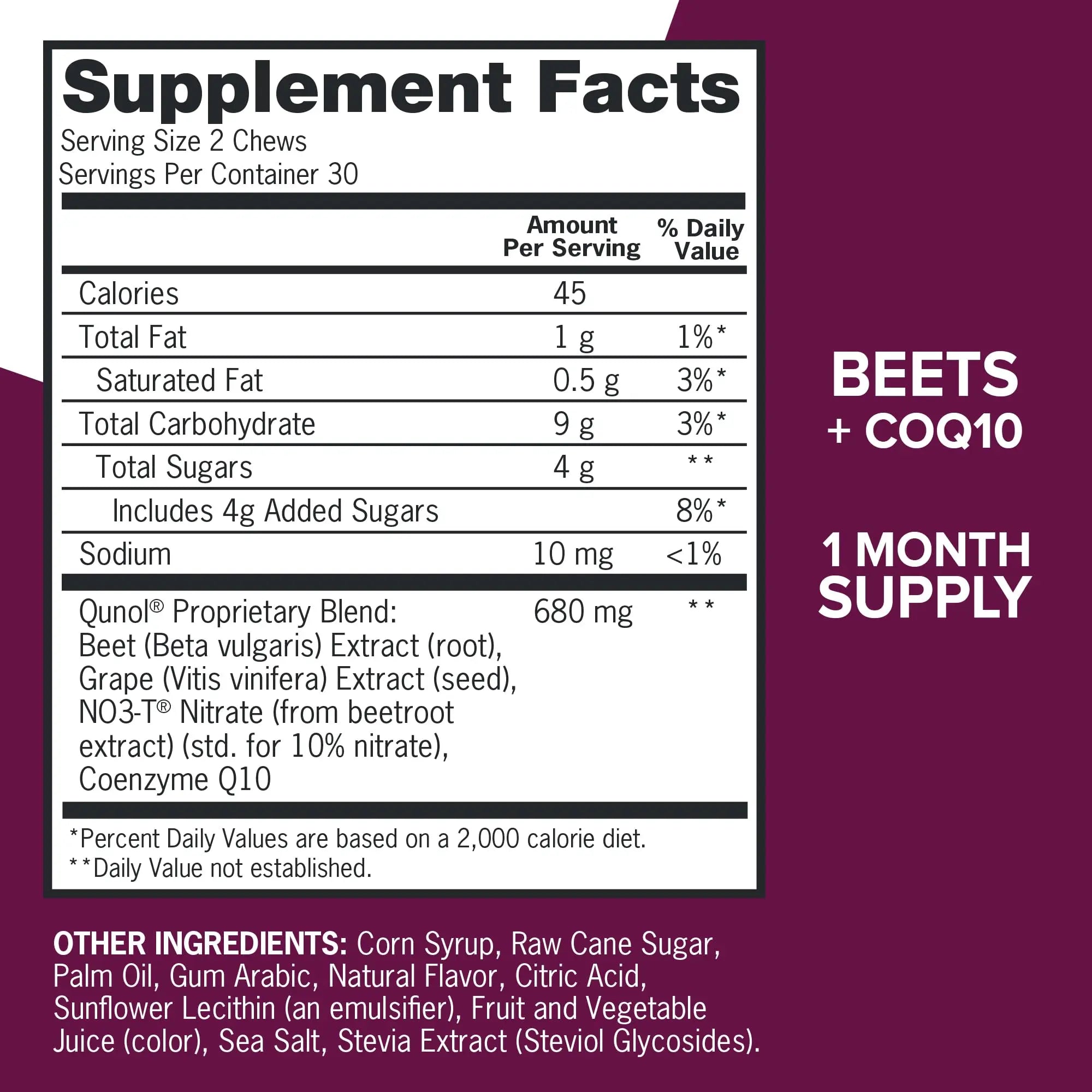 Qunol Beets Chews for Blood Pressure Support, 3 in 1 Beets + CoQ10 + Grape Seed Extract Qunol Au supplements