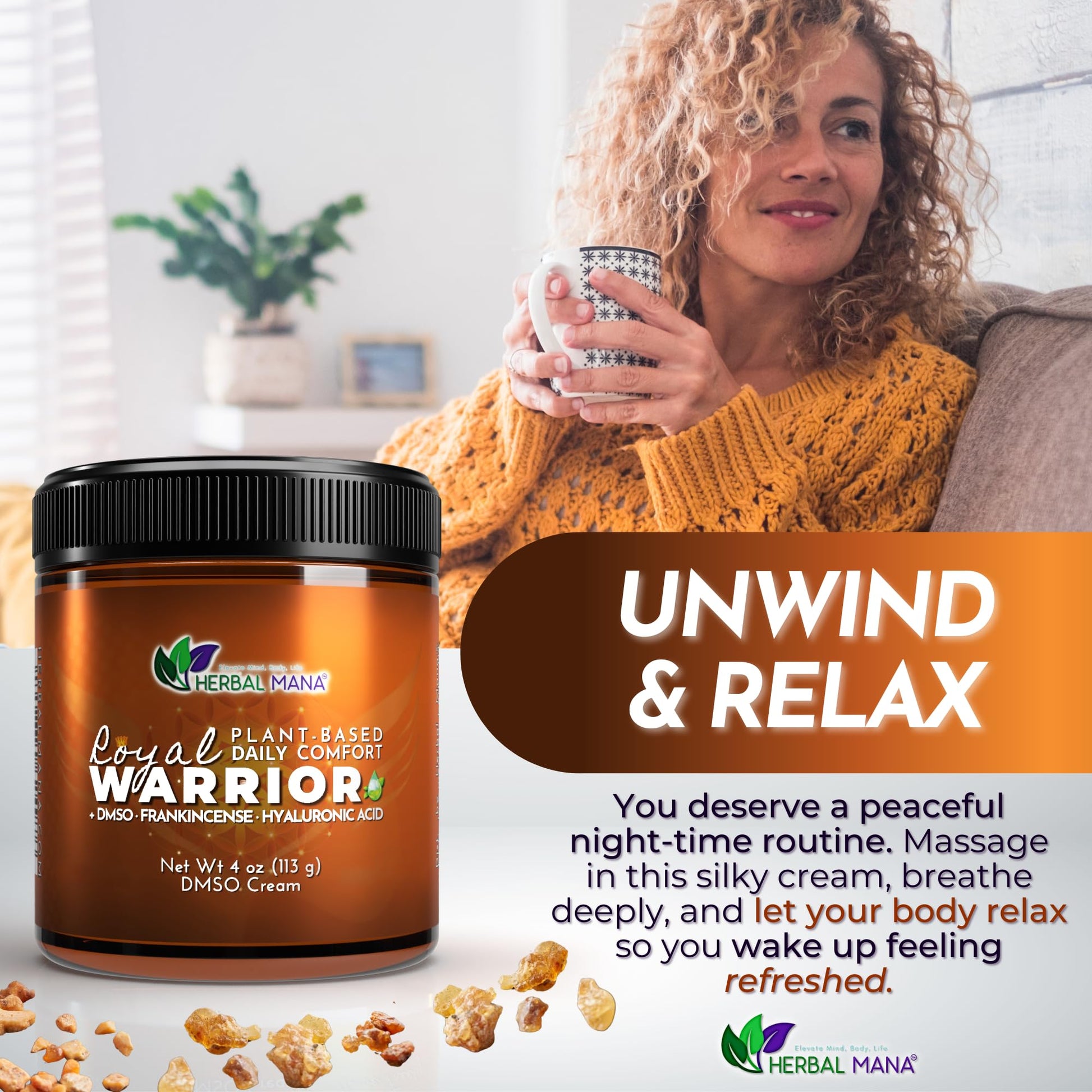 Herbal Mana Frankincense DMSO Body Cream with Magnesium & Hyaluronic Acid | Royal Warrior Herbal Mana Au supplements