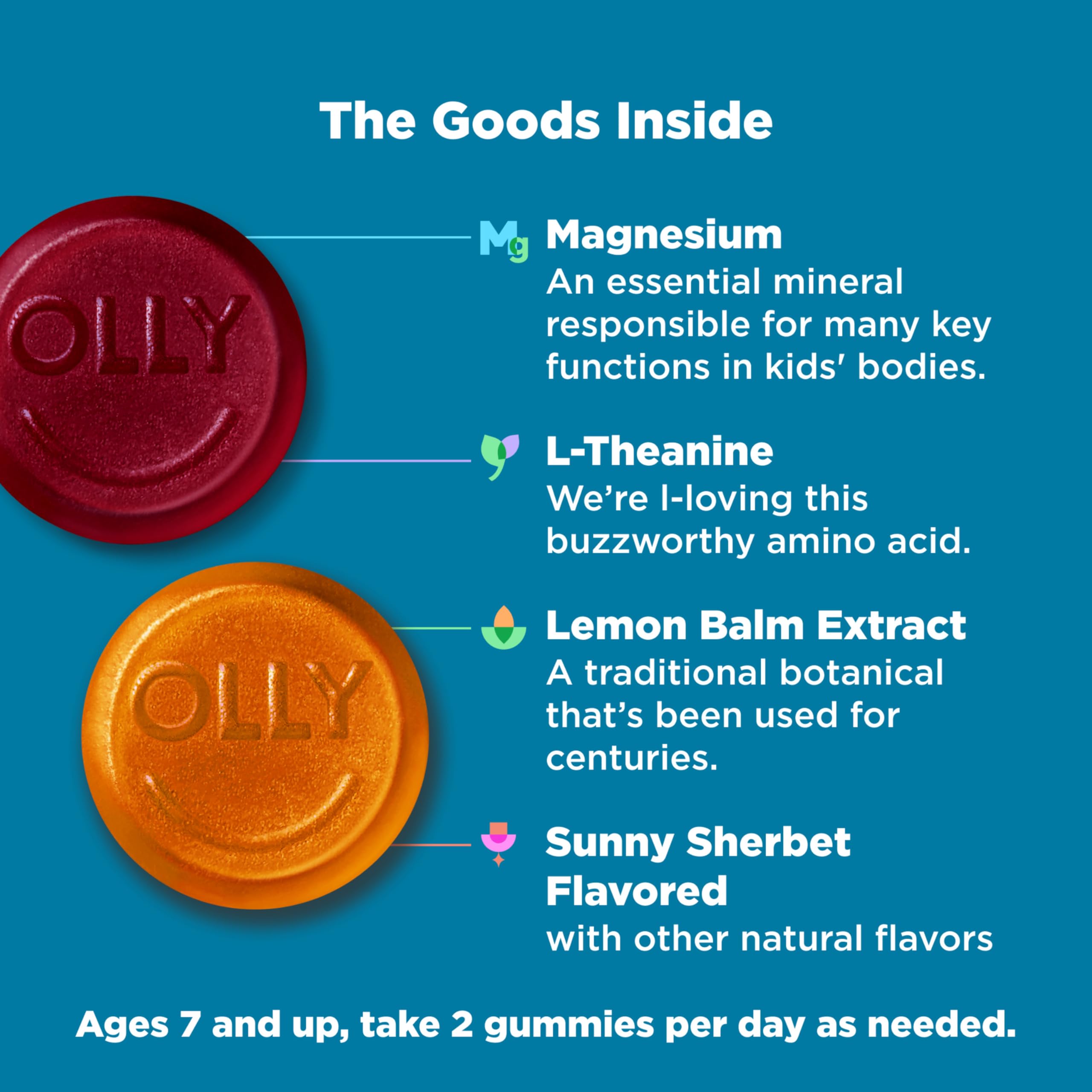 OLLY Kids Chillax Gummy, For a Calm and Relaxed Mood*, Magnesium, L-Theanine, Lemon Balm Extract, Chewable Supplement, Sherbet Flavored, 25 Day Supply - 50 Count OLLY Au supplements