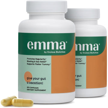 Emma Gut Health - 2 Pack - Gas and Bloating Relief, Constipation, Leaky Gut Repair - Gut Cleanse & Restore Digestion - Regulate Bowel Movement. Probiotics and Laxative Alternative, 120 Capsules Emma Au supplements