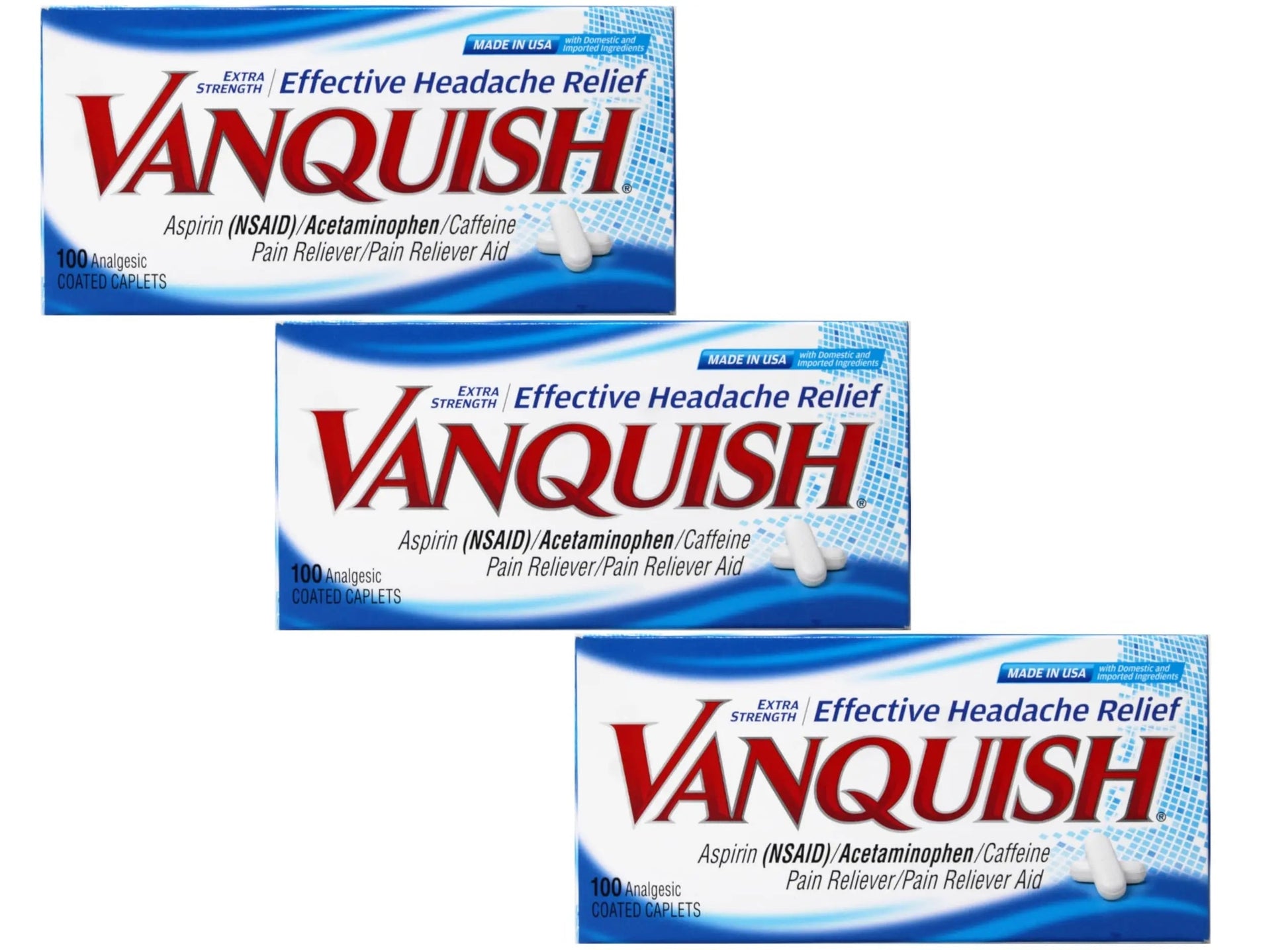 Vanquish Extra Strength Pain Reliever Caplets-100 ct. (Pack of 3) Vanquish Au supplements