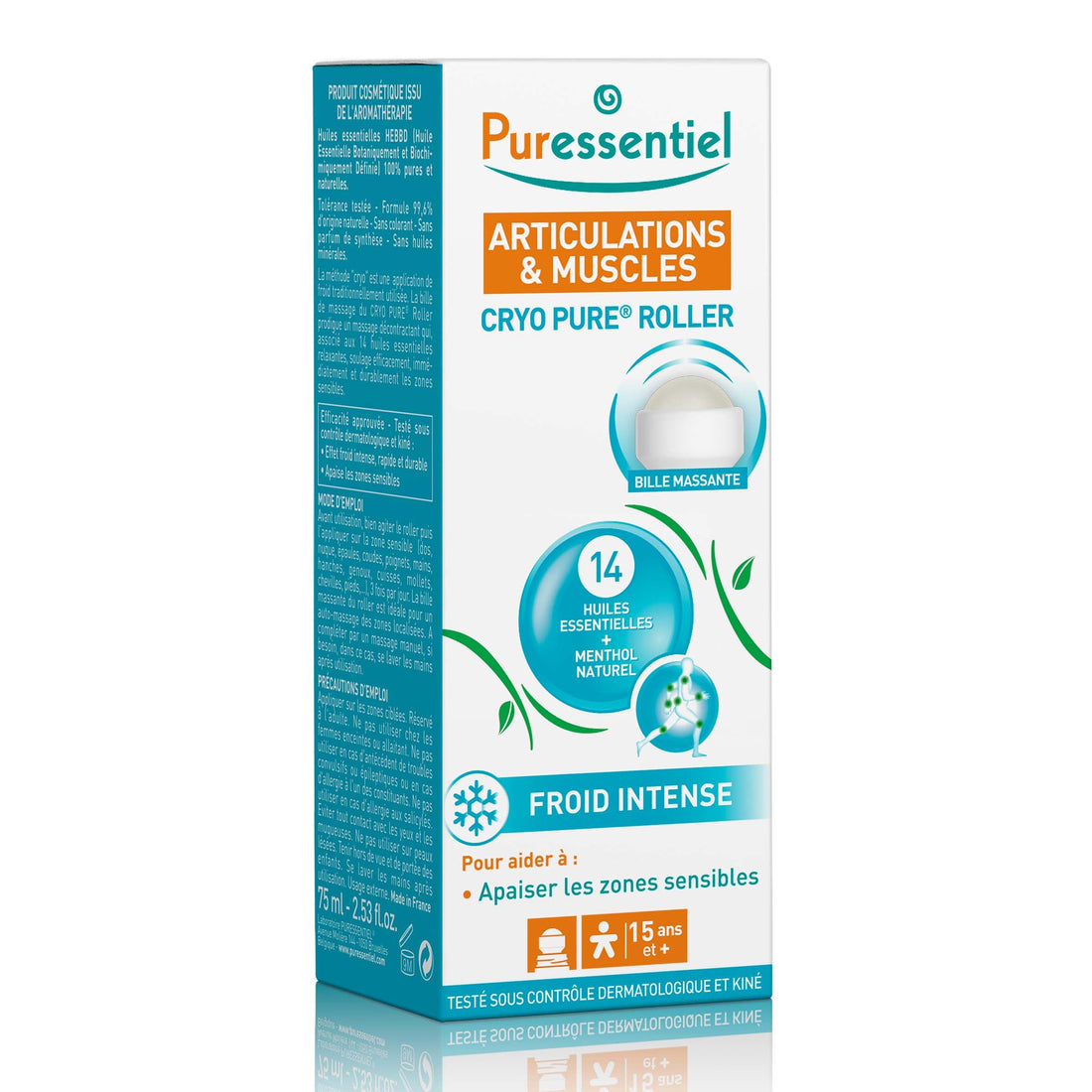 Puressentiel Muscles and Joints Cryo Pure Roller - Natural Menthol and Essential Oils Soothe Muscles - Long Lasting Cooling Sensation - 2.5 oz Puressentiel Au supplements