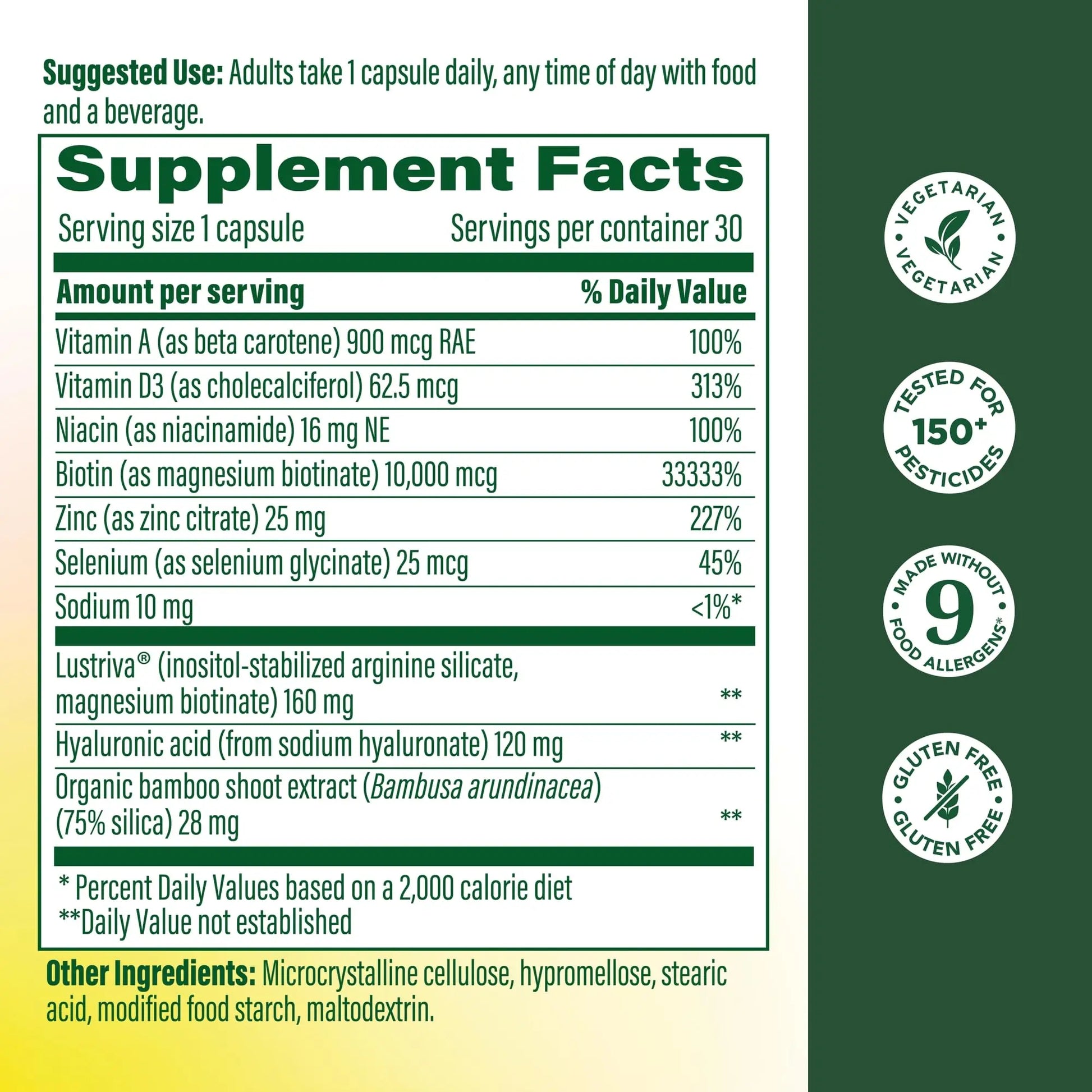 MegaFood Hair Growth – Clinically Studied Lustriva & Hyaluronic Acid - Biotin 10000mcg, Thicker & Fuller Existing Hair Growth Vitamins - 30 Vegetarian Capsules, 30 Servings MegaFood Au supplements