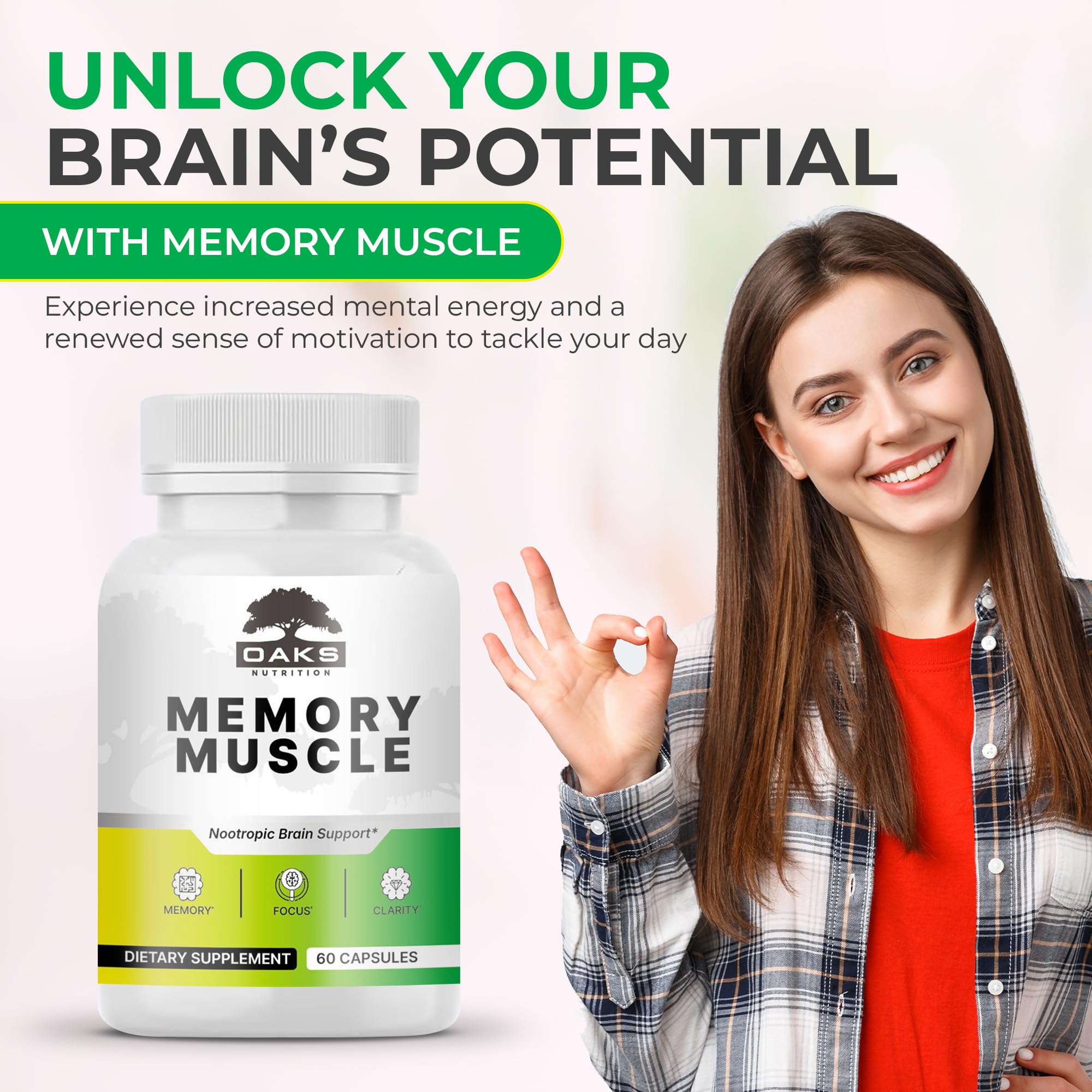 Memory Muscle – Advanced Nootropic Brain Supplement with Vitamin B12, Bacopa Monnieri & DMAE for Focus, Memory, Mental Clarity & Clean Energy – Premium Cognitive Support Formula Oaks Nutrition Au supplements