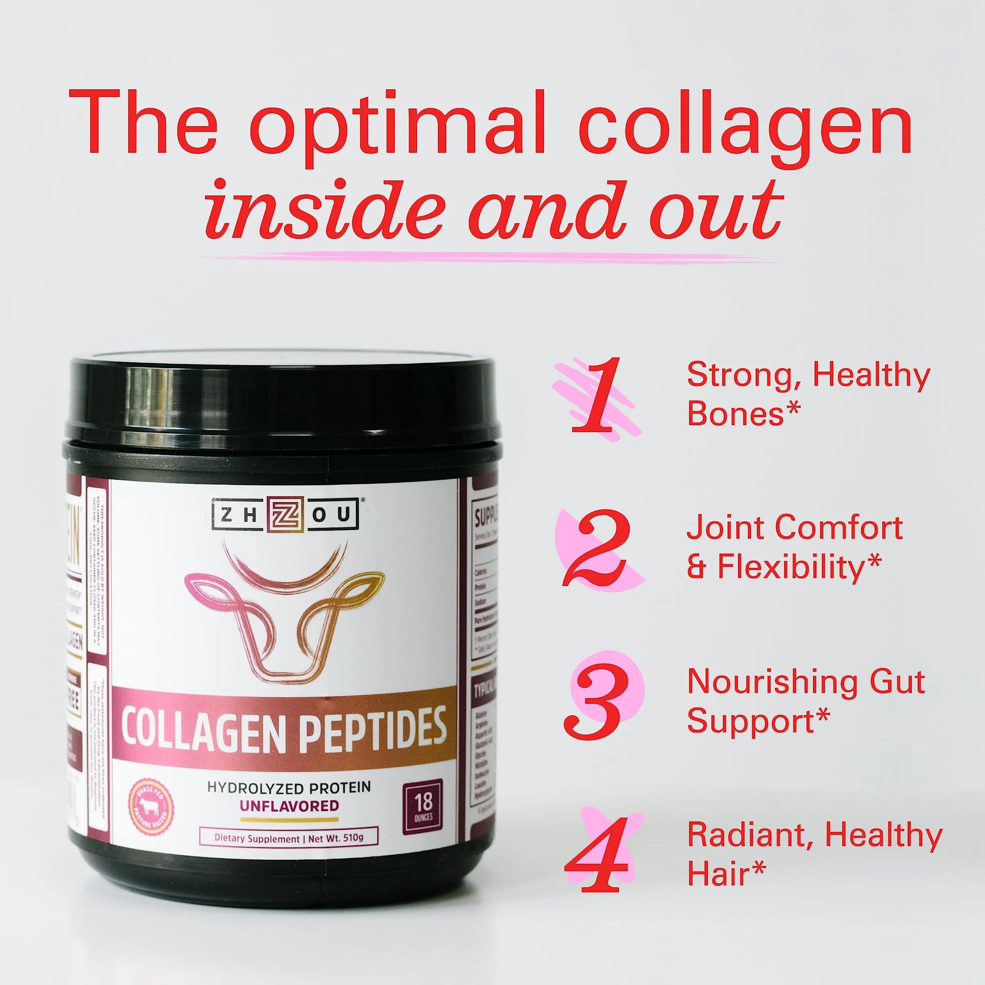 Zhou Collagen Peptides Hydrolyzed Protein Powder – Grass Fed, Pasture Raised, Unflavored Zhou Nutrition Au supplements