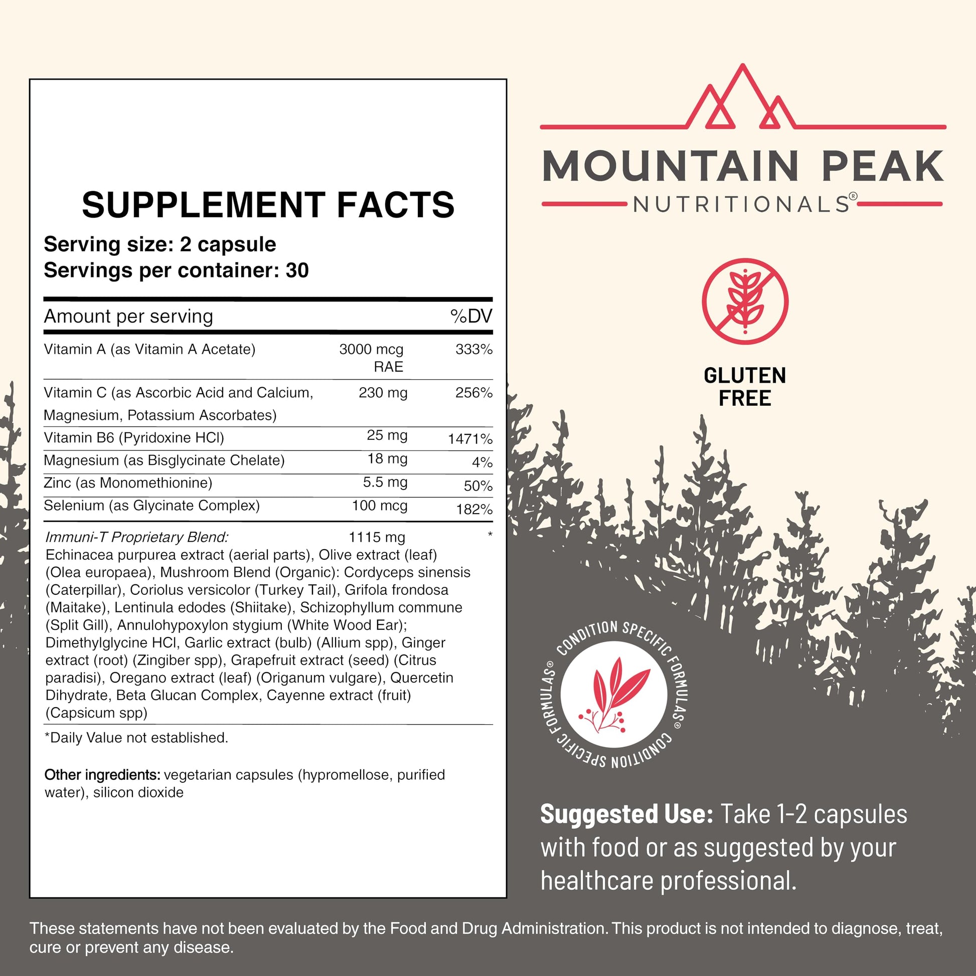 Mountain Peak Nutritionals Immuni-T Advanced Immune Support Supplement - 4-in-1 Formula with Vitamin C, A, Zinc, & Mushroom Blend - Daily Wellness & Seasonal Defense (60 Vegetarian Capsules) Mountain Peak Nutritionals Au supplements