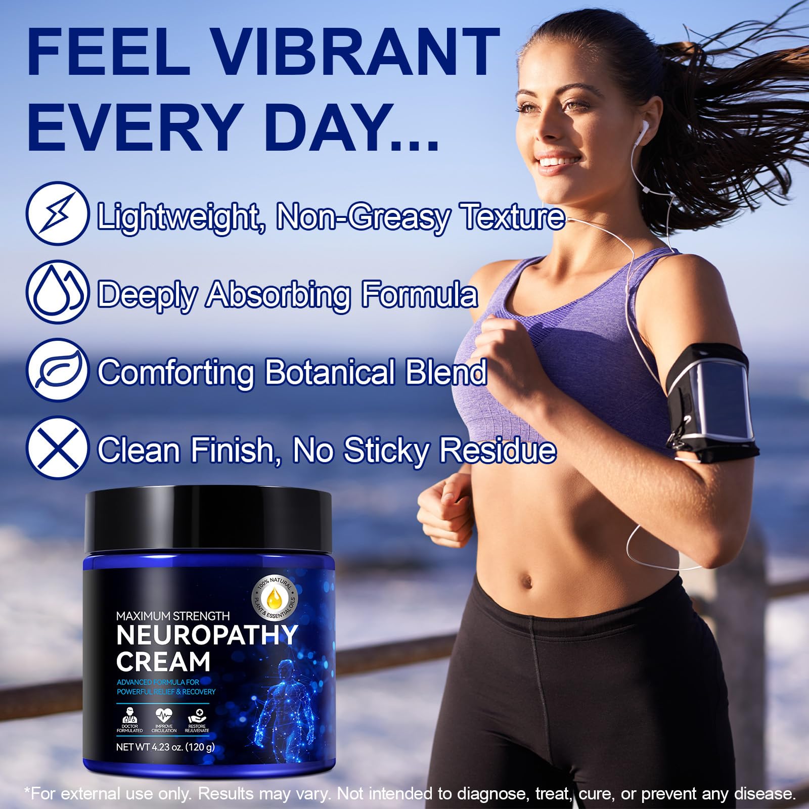 Neuropathy Cream for Feet, Legs & Hands – Lightweight, Plant-Based Formula with Cooling Comfort, 4 oz CFXYHNOX Au supplements