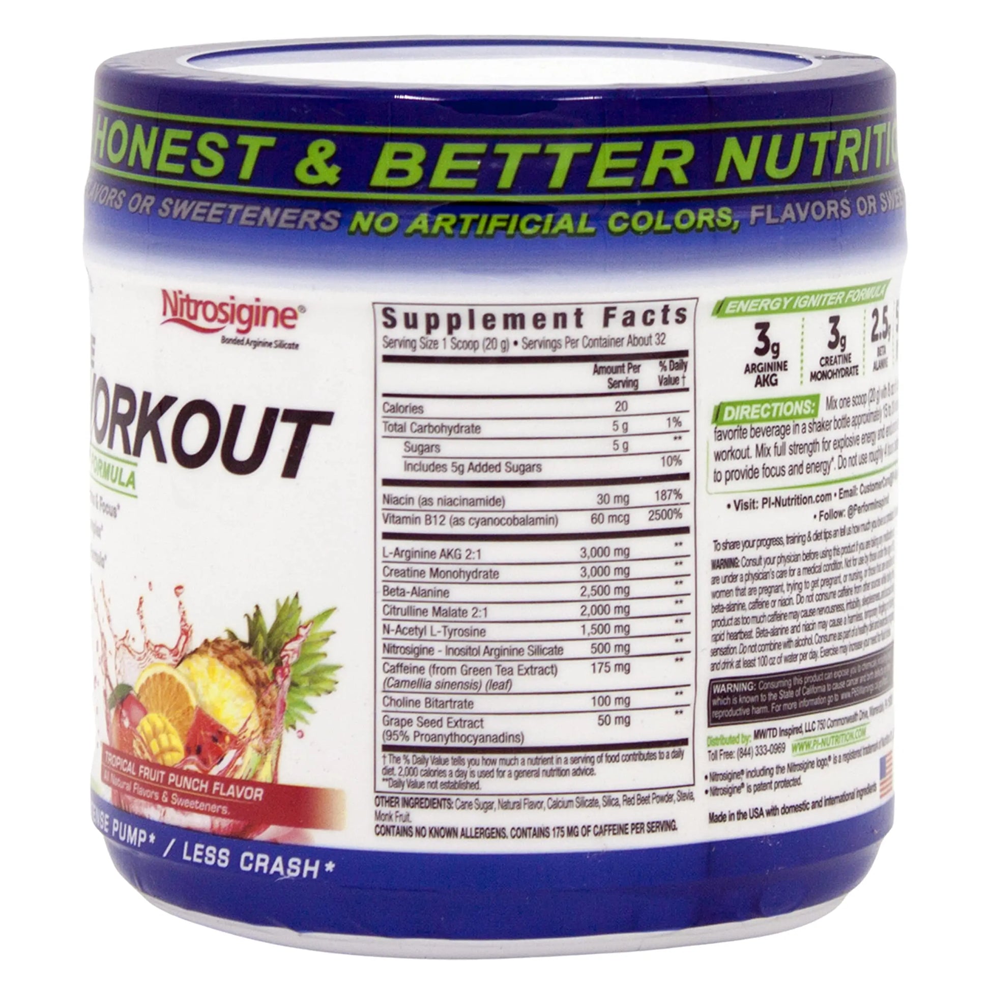 Performance Inspired Nutrition PreWorkout Powder - All Natural - G-Free & Vegan Formula PERFORMANCE INSPIRED Au supplements