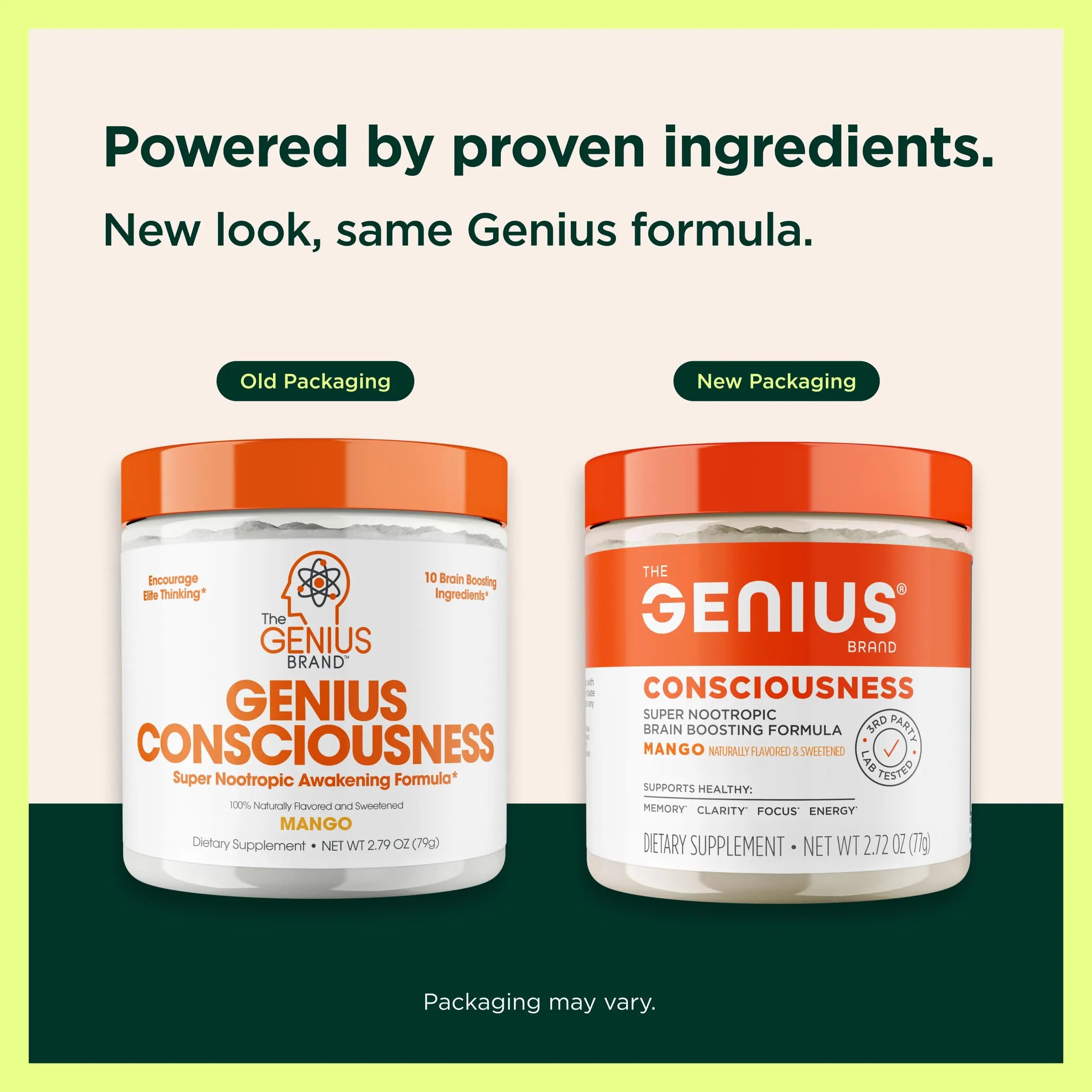 Genius Consciousness, Super Nootropic Brain Supplement Powder, Mango - Boost Focus, Cognitive Function, Concentration & Memory Booster - Alpha GPC & Lions Mane Mushroom for Neuro Energy & IQ The Genius Brand Au supplements
