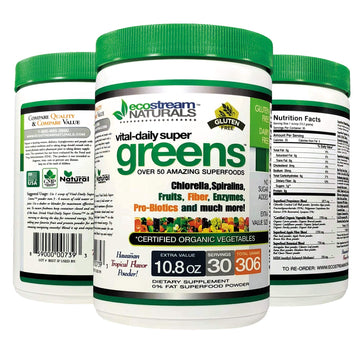 ecostream Naturals Vital First Daily Greens Superfood Powder 50 Whole Super Foods with Spirulina, Chlorella, Flax Seed, Fiber and Enzymes with Organic Greens - 30 Servings ecostream Naturals Au supplements