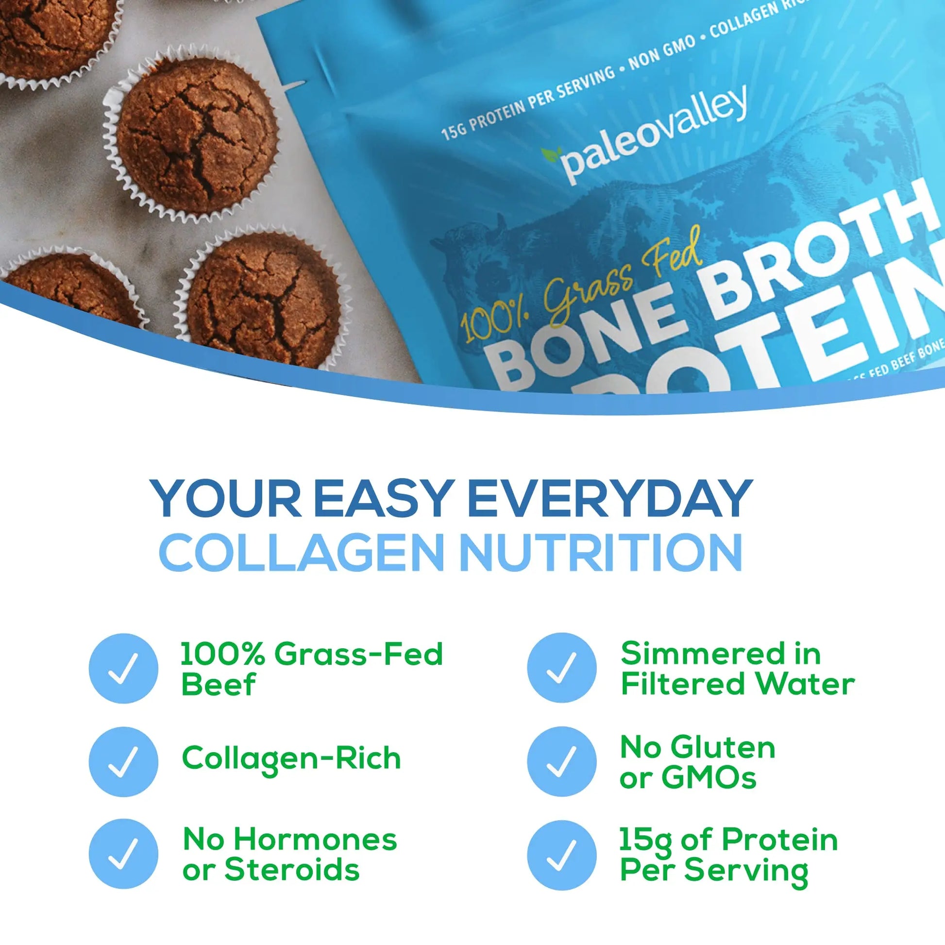 Paleovalley 100% Grass Fed Beef Bone Broth Protein Powder - Rich in Collagen Peptides Paleovalley Au supplements
