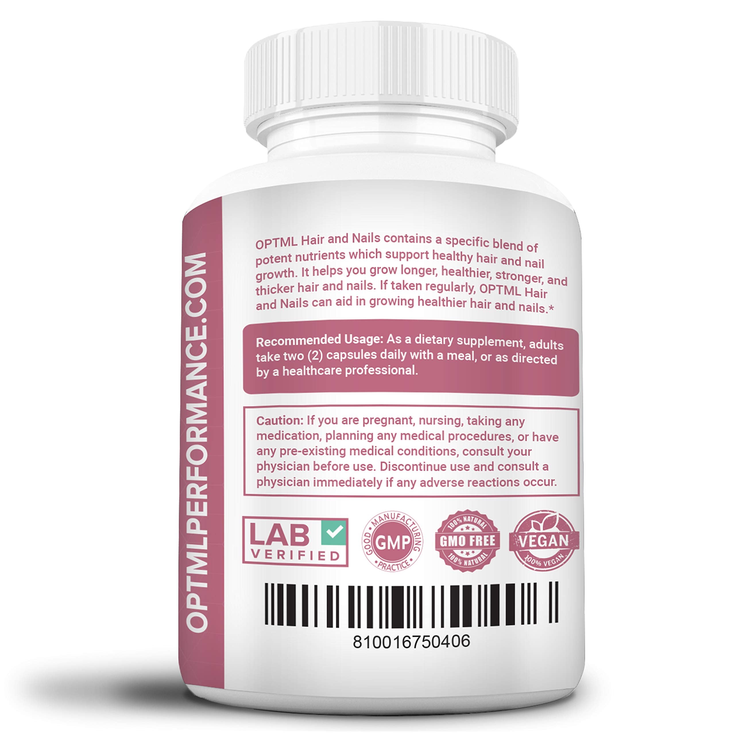 OPTML Hair and Nail Vitamins for Hair Growth and Thickness, Biotin-Infused Hair Pills, Hair Vitamins for Faster Hair Growth and Healthy Nails, for Women and Men, 60 Capsules OPTML Au supplements