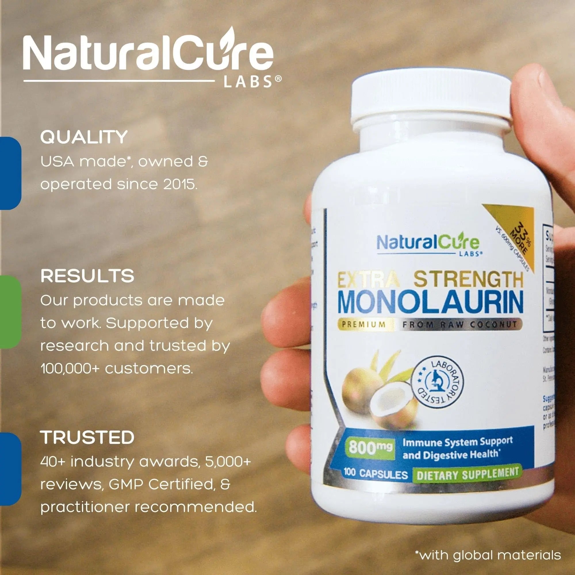Extra Strength Stack: Monolaurin 800mg + Clean L-Lysine 600mg + Andrographis, Advanced Immune Support Routine Bundle Natural Cure Labs Au supplements