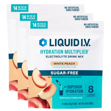 Liquid I.V.® Hydration Multiplier® Sugar-Free - White Peach - Hydration Powder Packets | Electrolyte Powder Drink Mix | Convenient Single-Serving Sticks | Non-GMO | 14 Servings (Pack of 3) Liquid I.V. Au supplements
