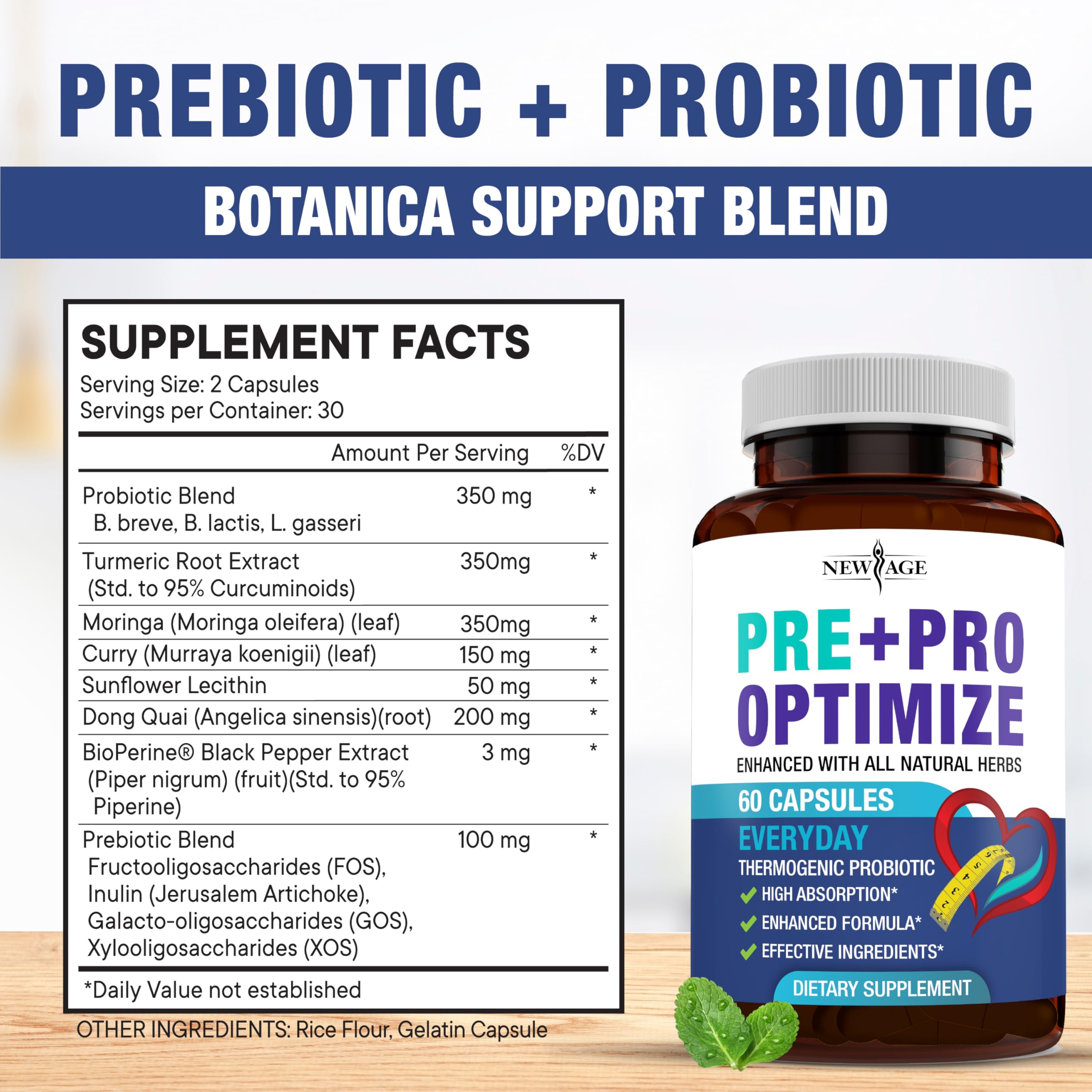 Pro Optimize Probiotics for Women, Menopause, 70 Billion CFU, Digestive Health - Relief for Bloating, Hot Flashes, Joint Support, Night Sweats - Gut Health & Metabolism - Dong Quai (120 (Pack of 2)) NEW AGE Au supplements