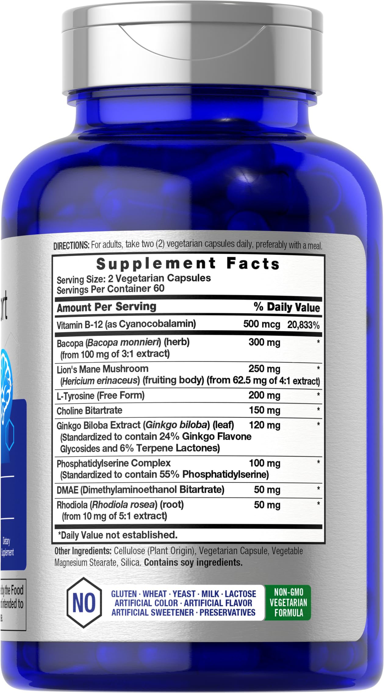Horbäach Brain Supplement | 120 Capsules | with Phosphatidylserine & DMAE | Advanced Formula for Memory, Focus, Clarity | Vegetarian & Gluten Free | Neuro Support Horbäach Au supplements